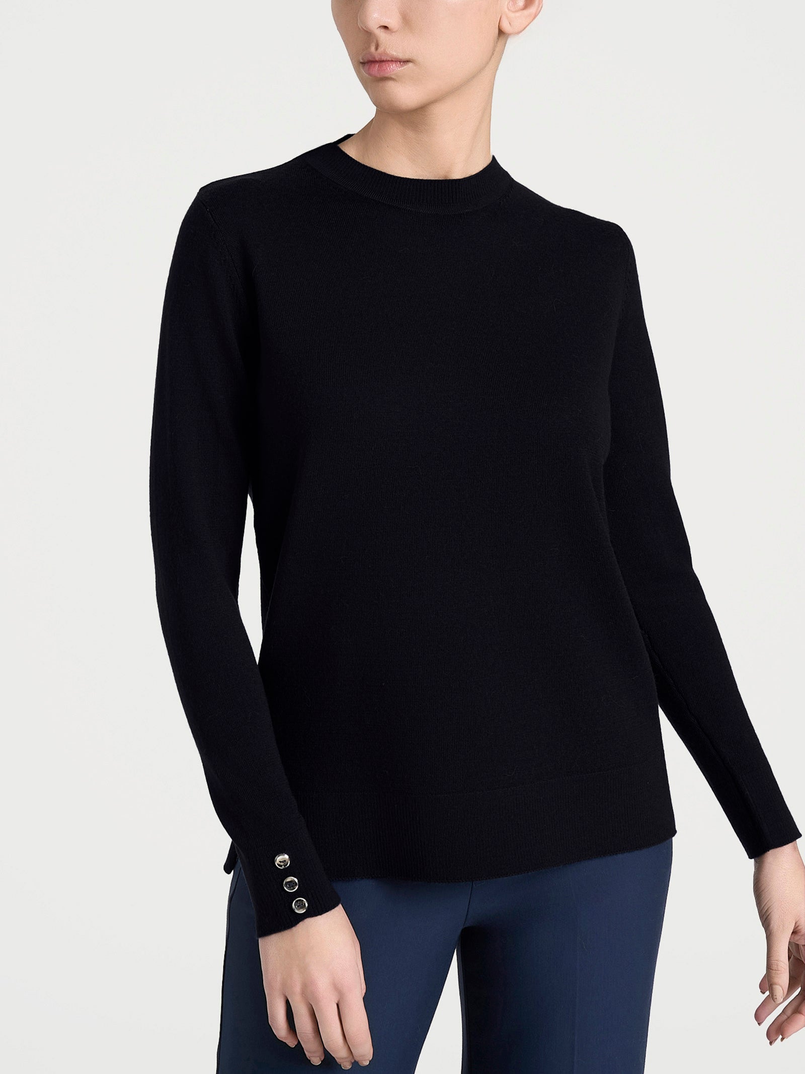 Ragno Merino Soft Maglia Girocollo Nero in Lana Merino