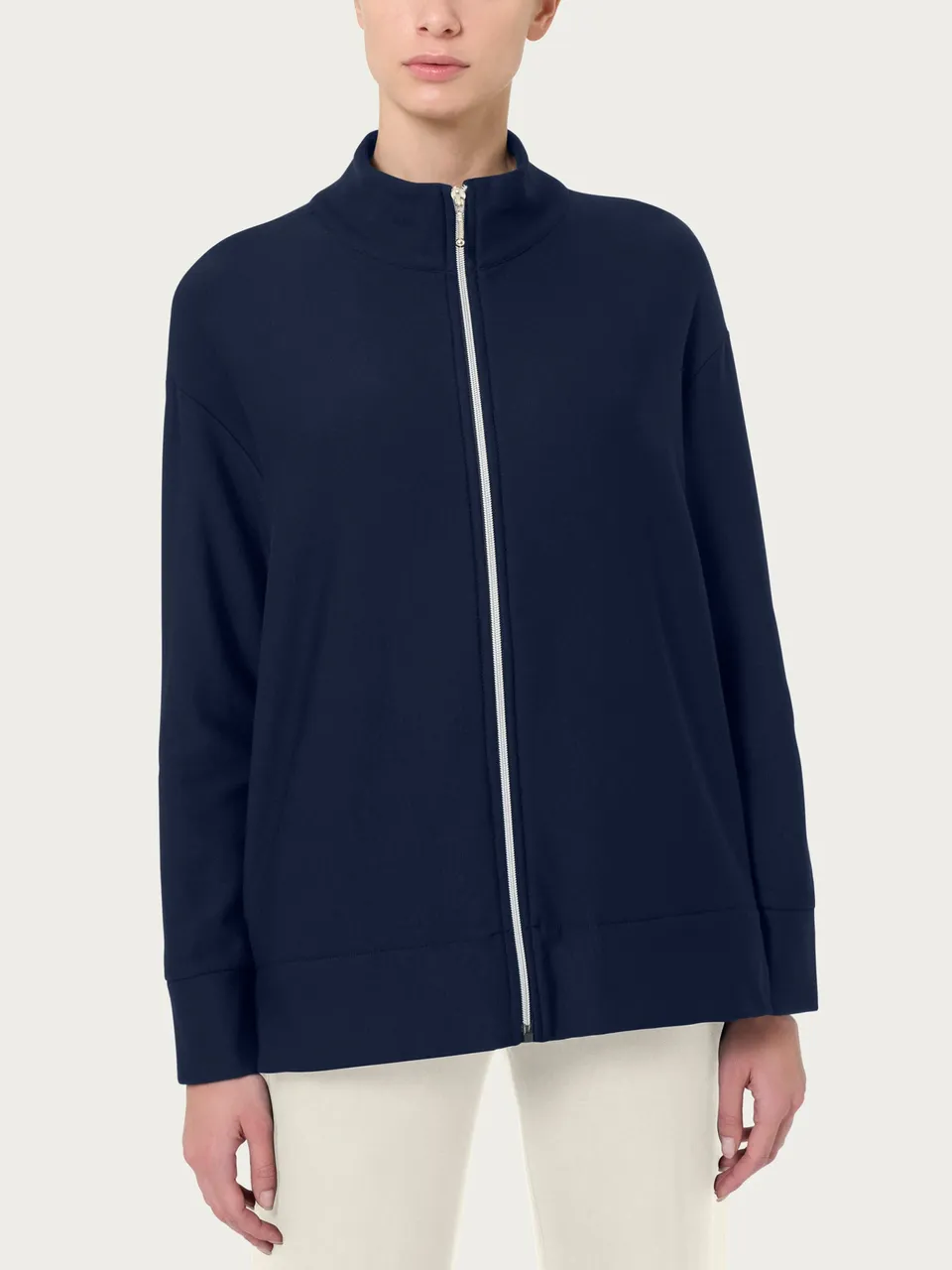 Ragno Relaxed Wardrobe Felpa Zip Viscosa Blu Donna