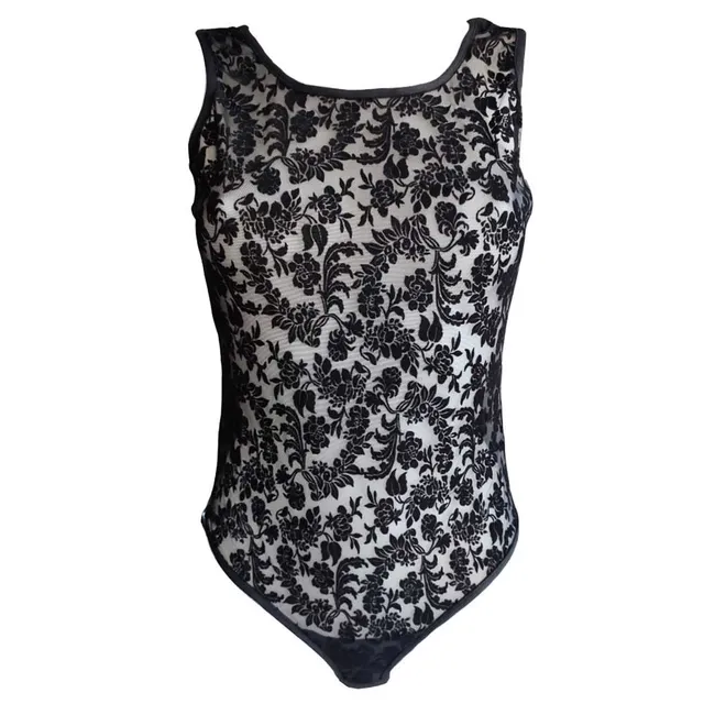 Lady C Body ricamato tulle e modal spalla larga