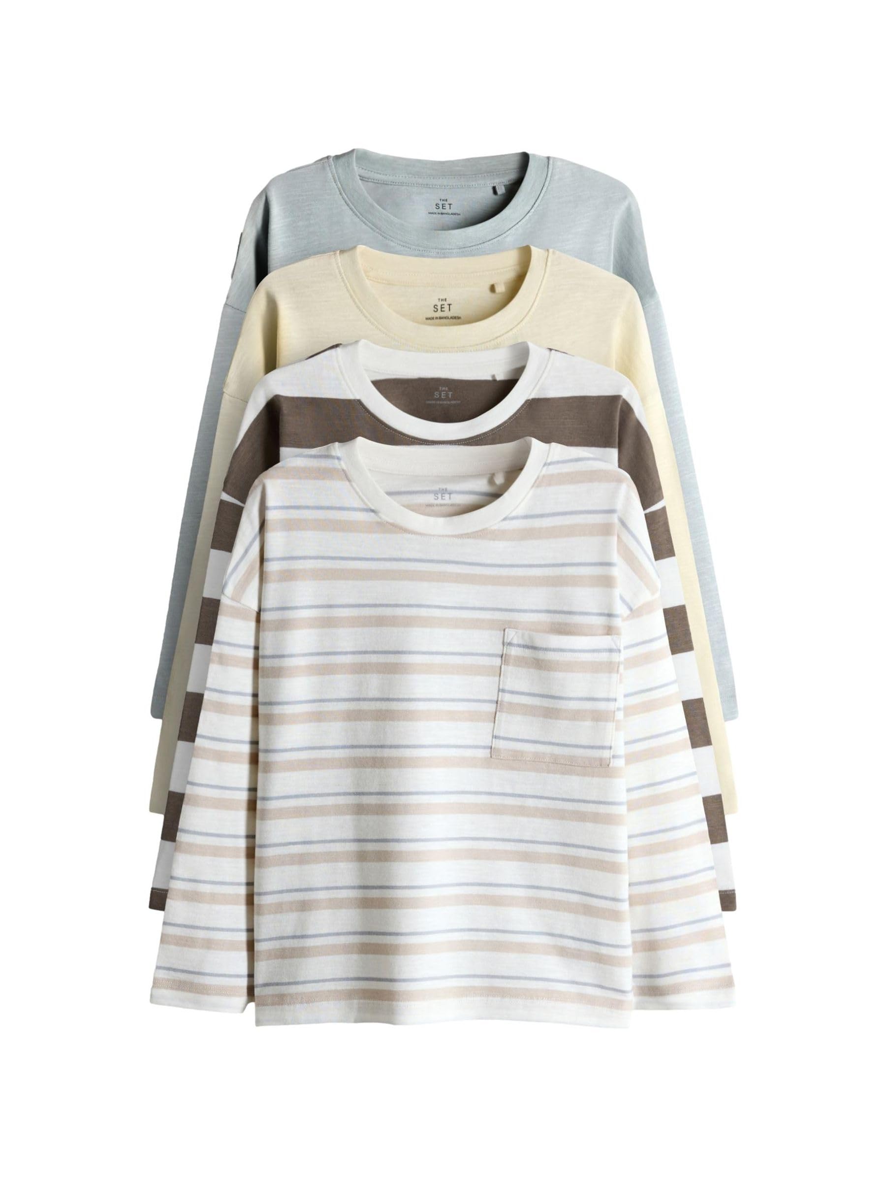 Geo Next THE SET Magliette Maniche Lunghe Ragazzo 4 Pezzi Cotone Fiammato