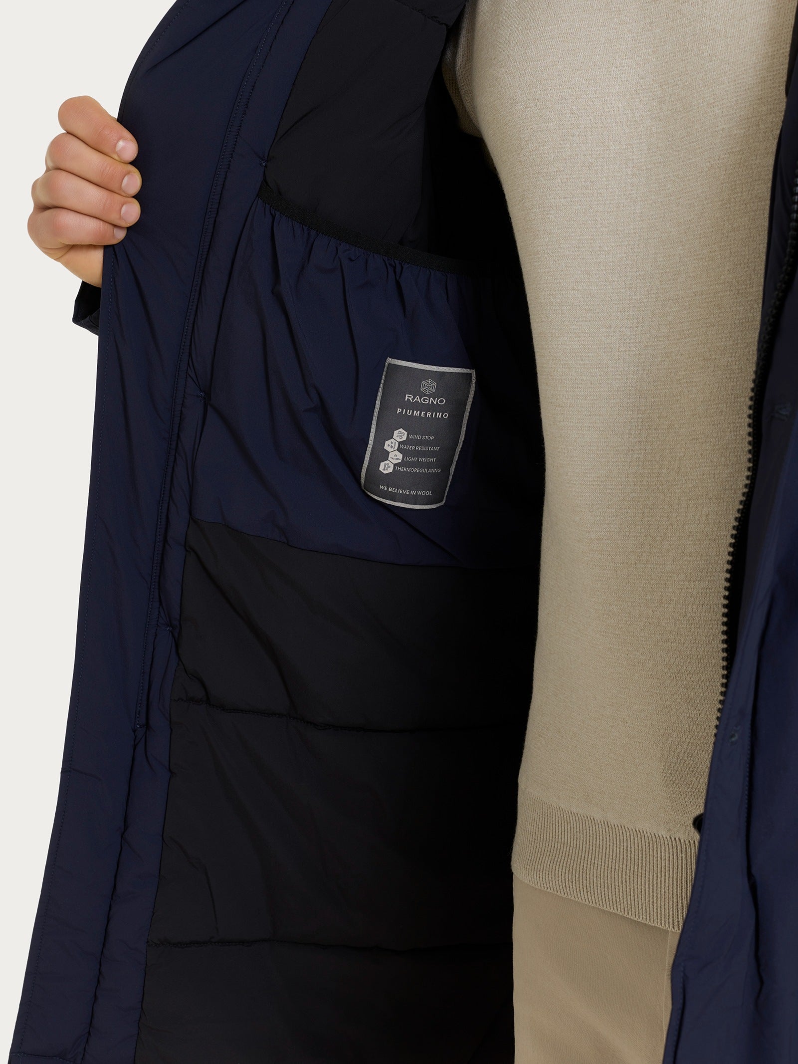 Ragno Comfort piumerino anorak uomo Navy imbottitura lana