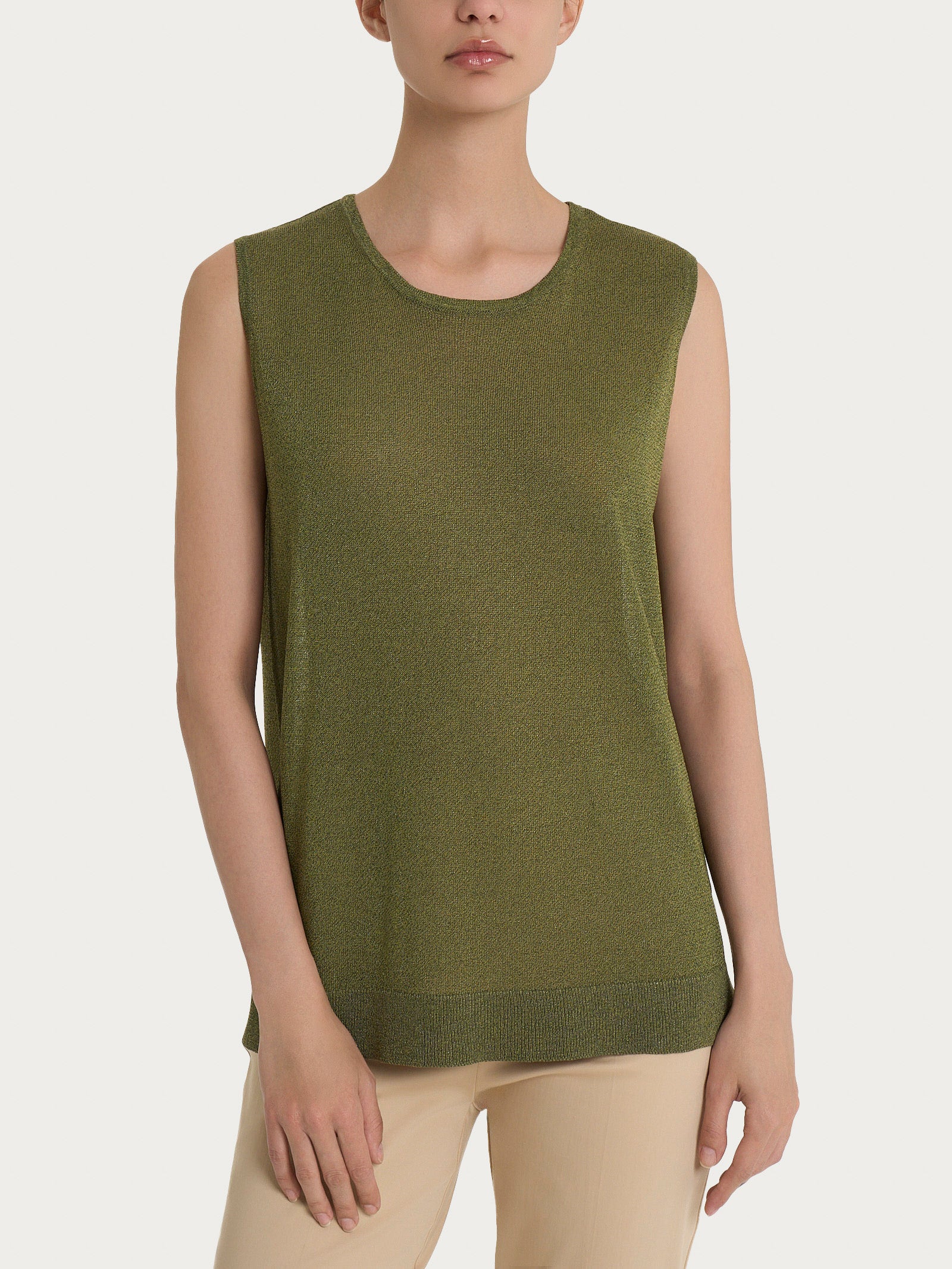 Ragno Crêpe Lurex smanicato donna Sphagnum brillante