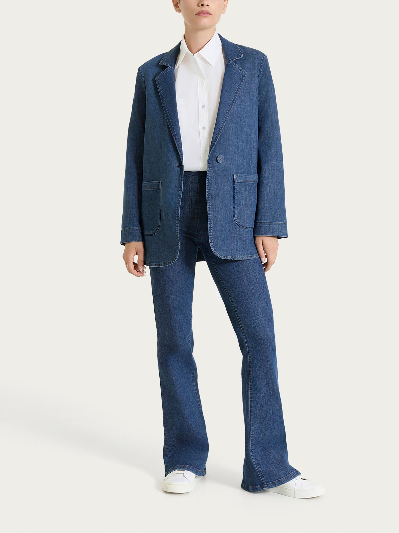 Ragno Super Denim Jeans Flare Vita Piatta Light Denim Elasticizzato