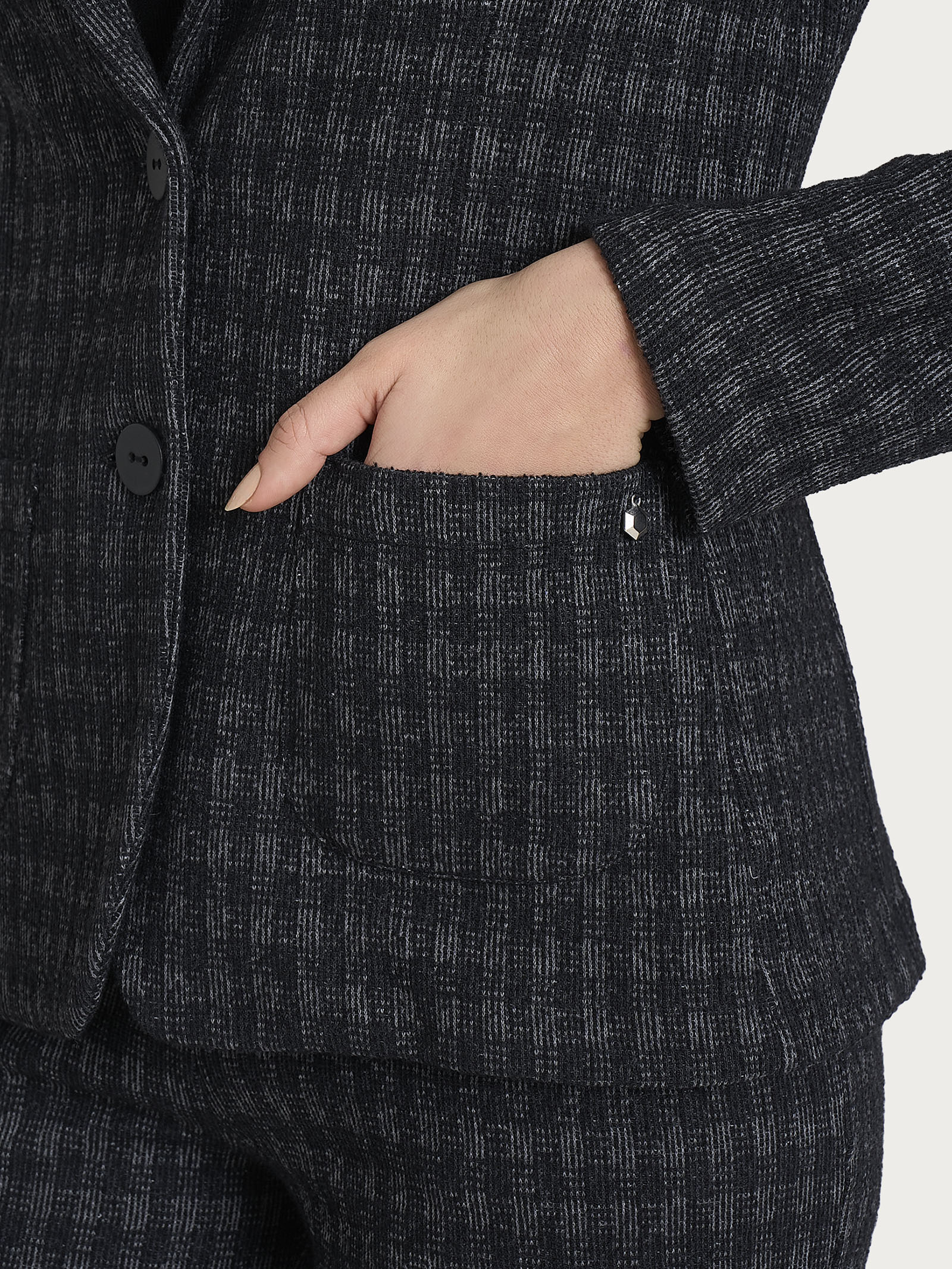 Ragno Eco Jacquard blazer 2 bottoni Fant.Nero lana