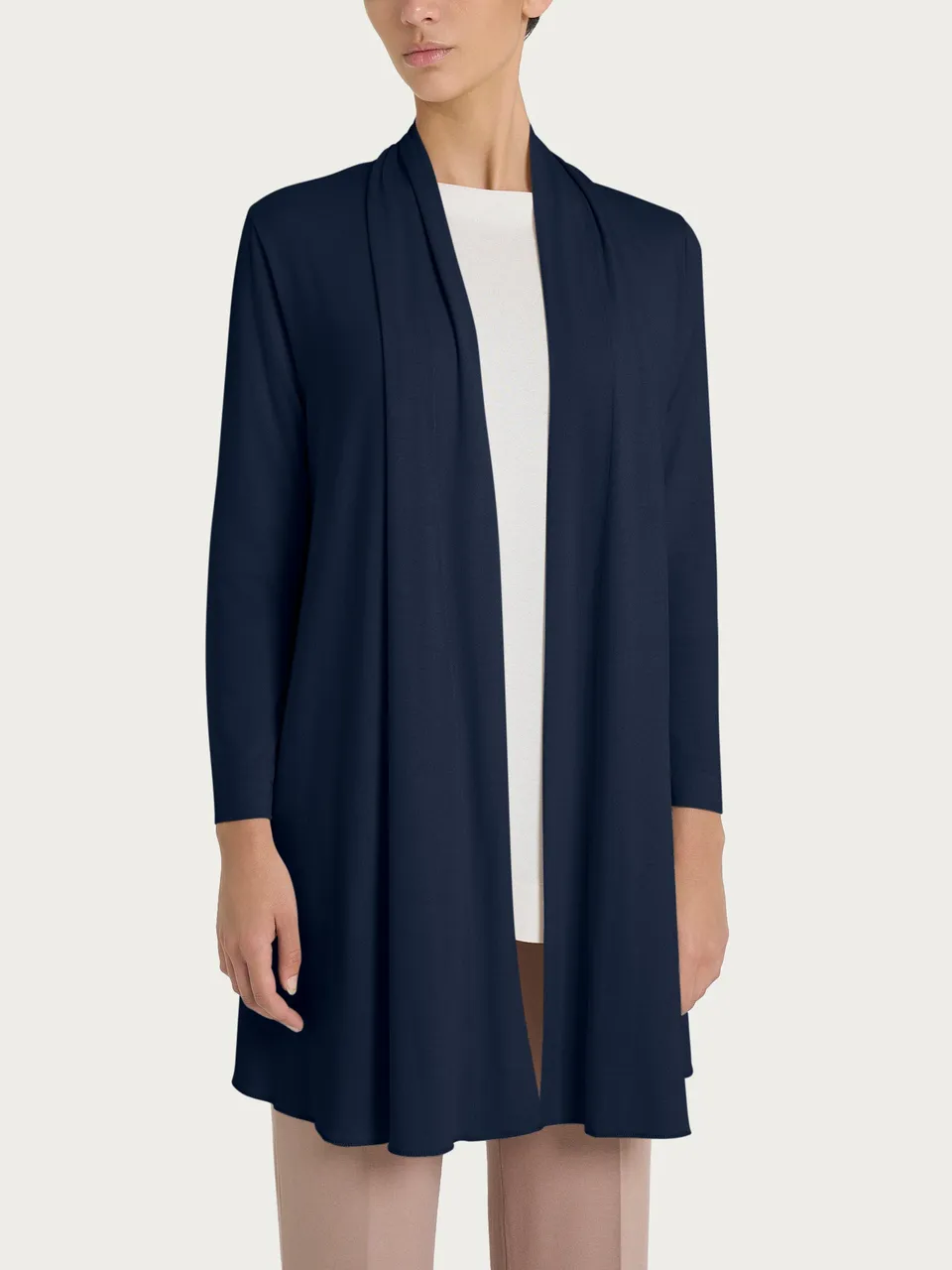 Ragno Viscosa Cardigan Lungo Aperto 3/4 Viscosa Bleu