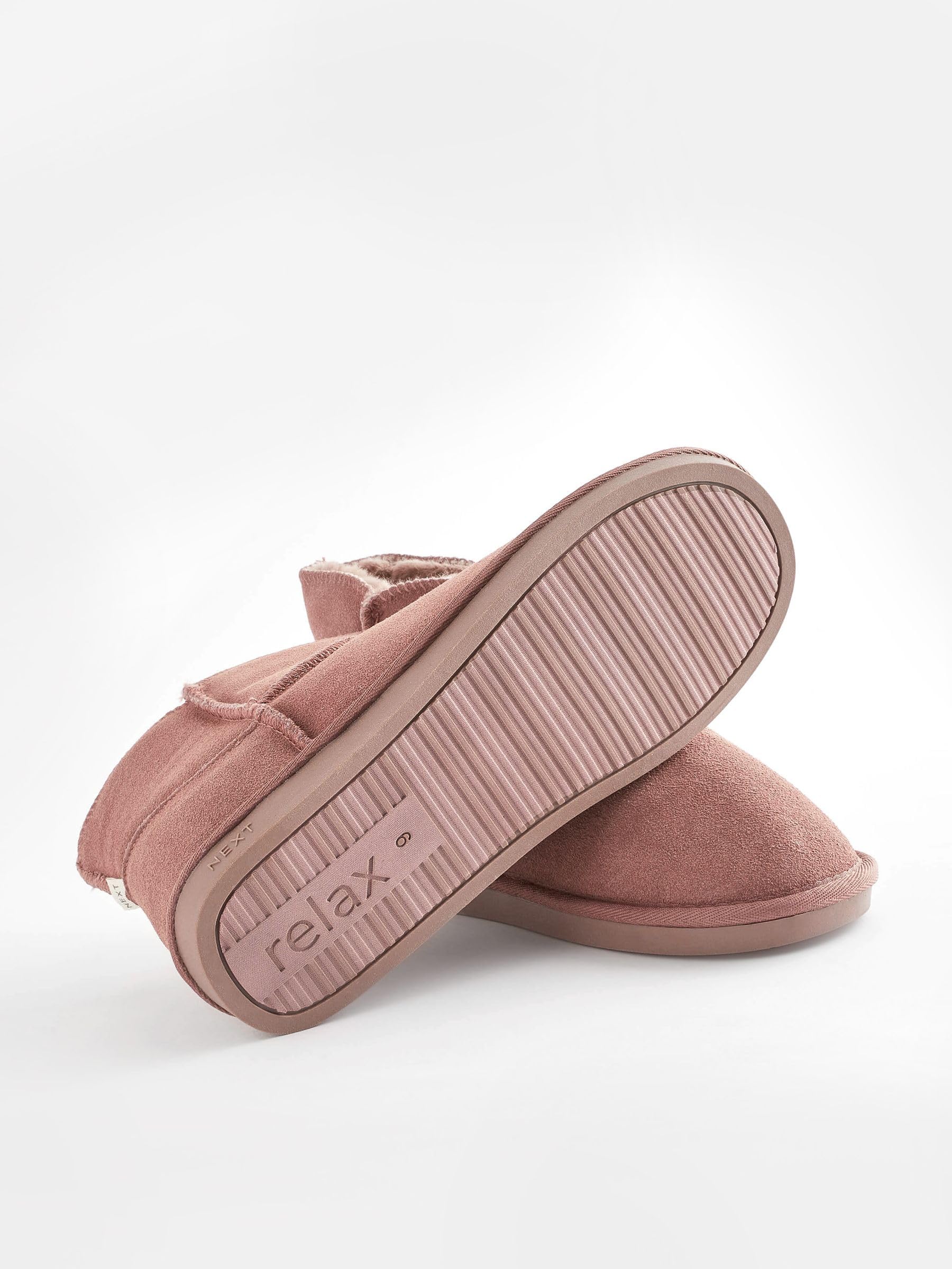 Next Pantofole Stivaletto Camoscio Pelliccia Donna Calde Casa