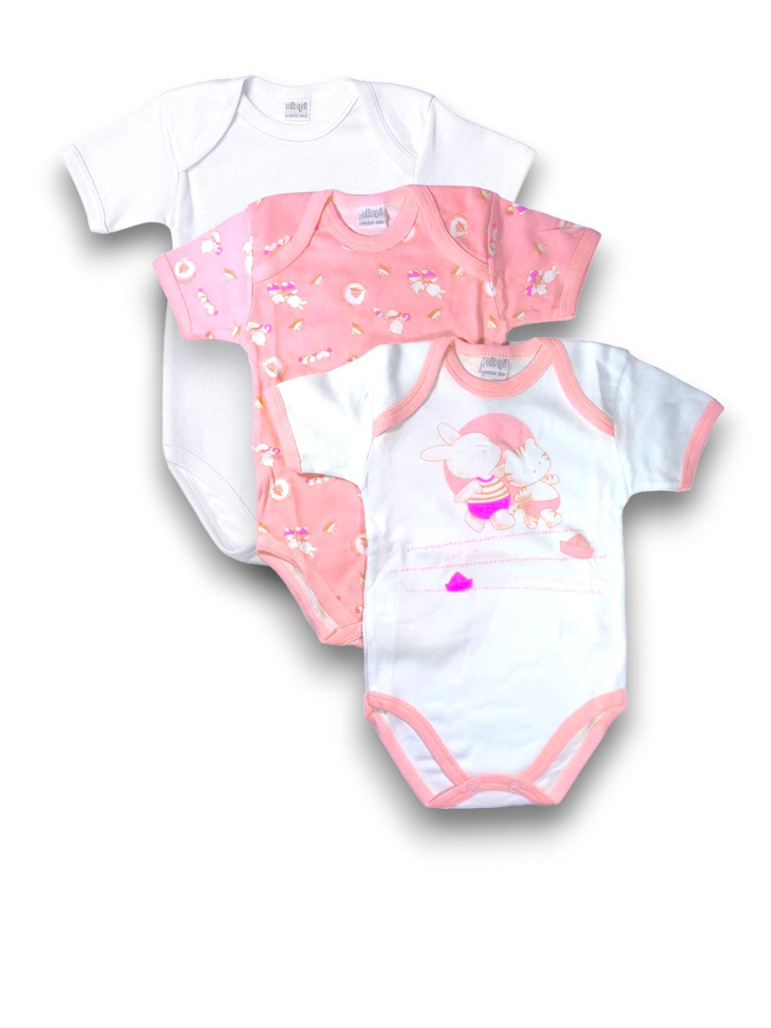 Lady C Jersey Baby Body Cotone Manica Corta Bimbo 3 Pezzi