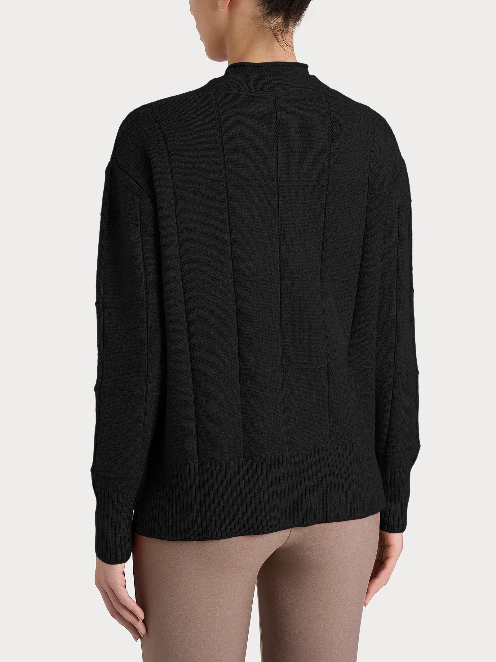 Ragno Super Soft Cardigan Scollo V Nero Check Boxy