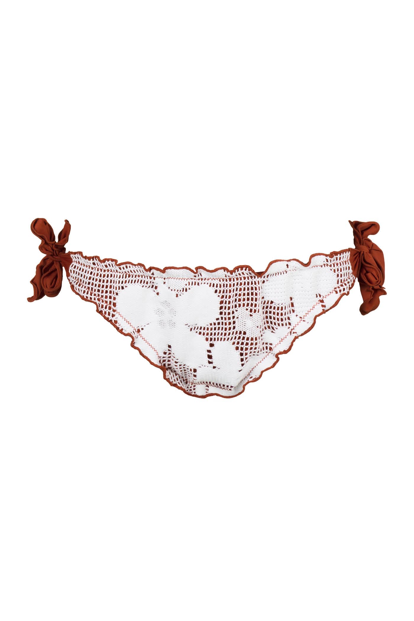 Goldenpoint Filet slip bikini fianco basso con fiocchi sangallo