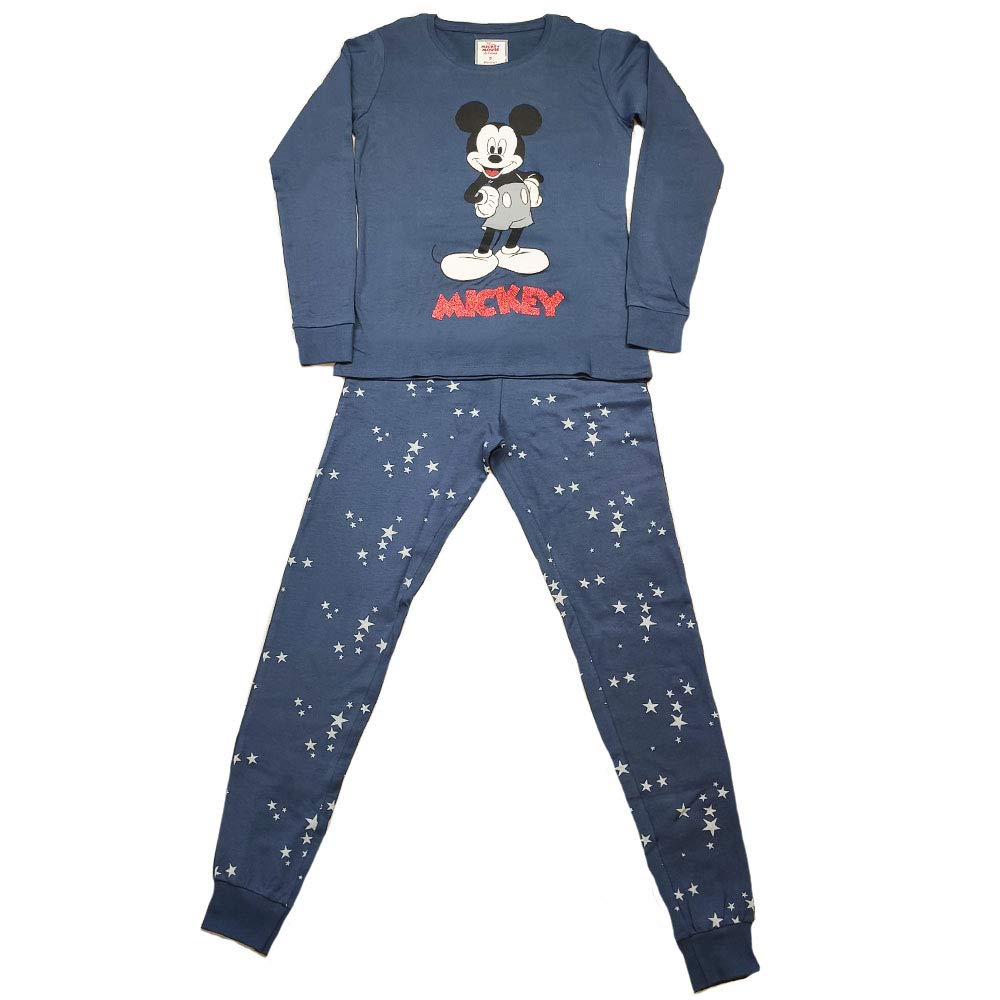 Lady C Sabor Mickey Mouse pigiama lungo donna cotone caldo