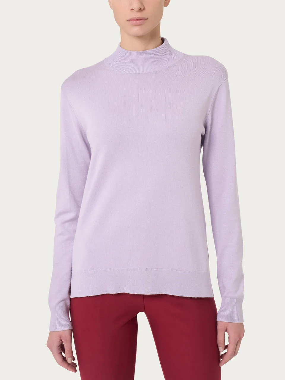 Ragno Four Seasons Mock Neck maglia rosa viscosa