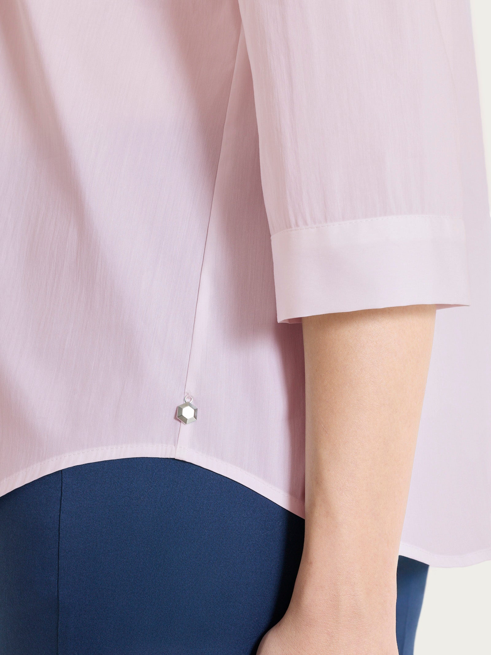 Ragno Camicia Pieghe Frontali Poplin Cotone Manica 3/4 Pale Lilac