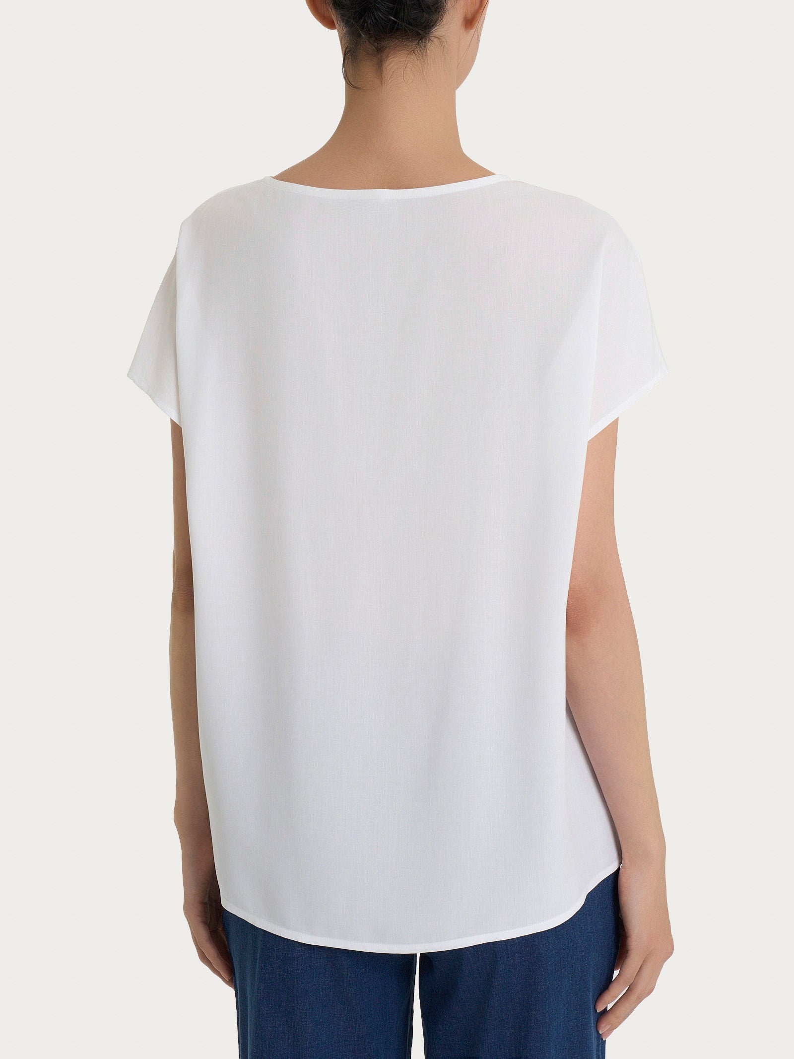 Ragno EcoSeta Manica Kimono blusa bianco viscosa