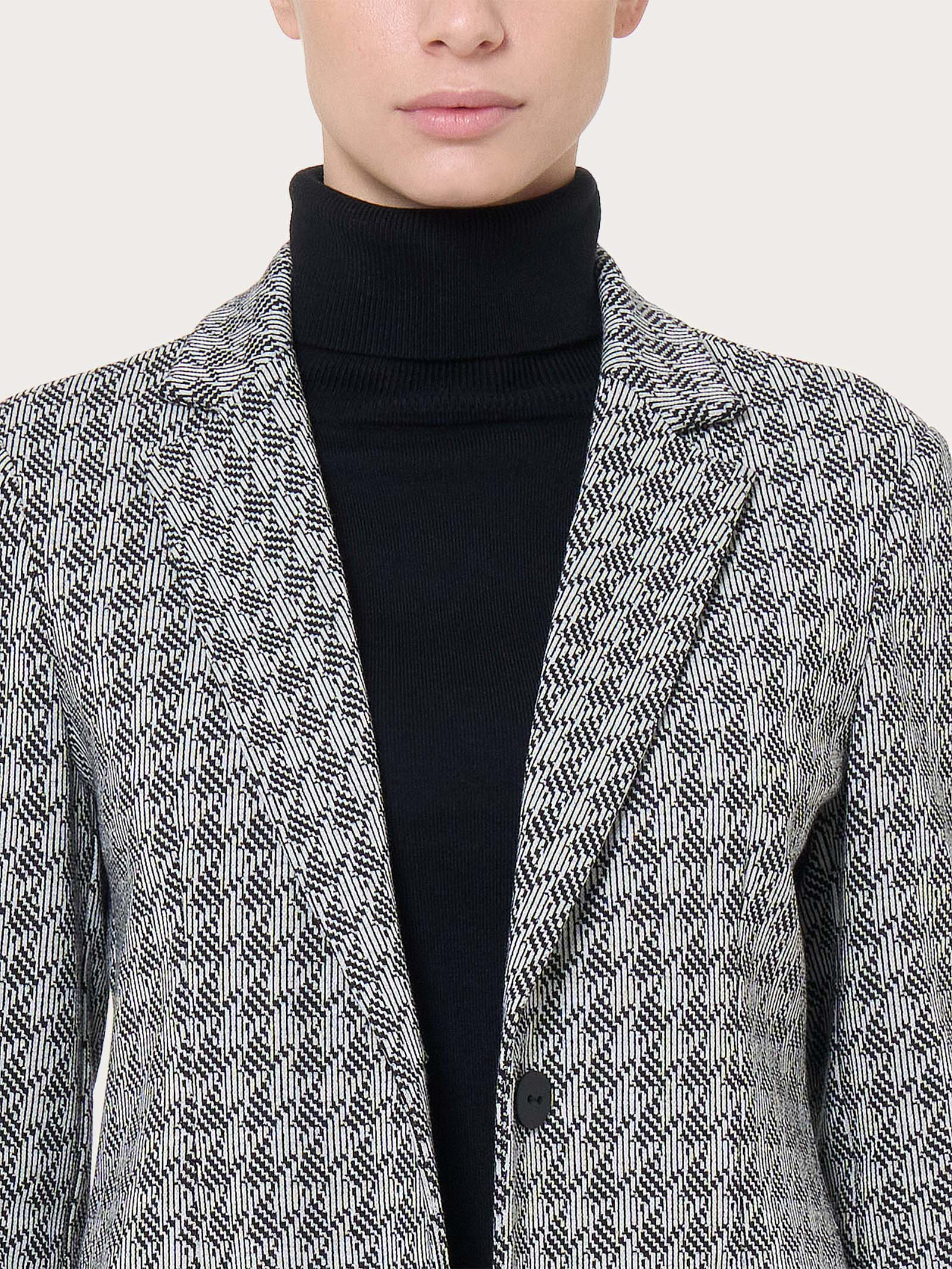 Ragno Compact blazer due bottoni fantasia nero jacquard