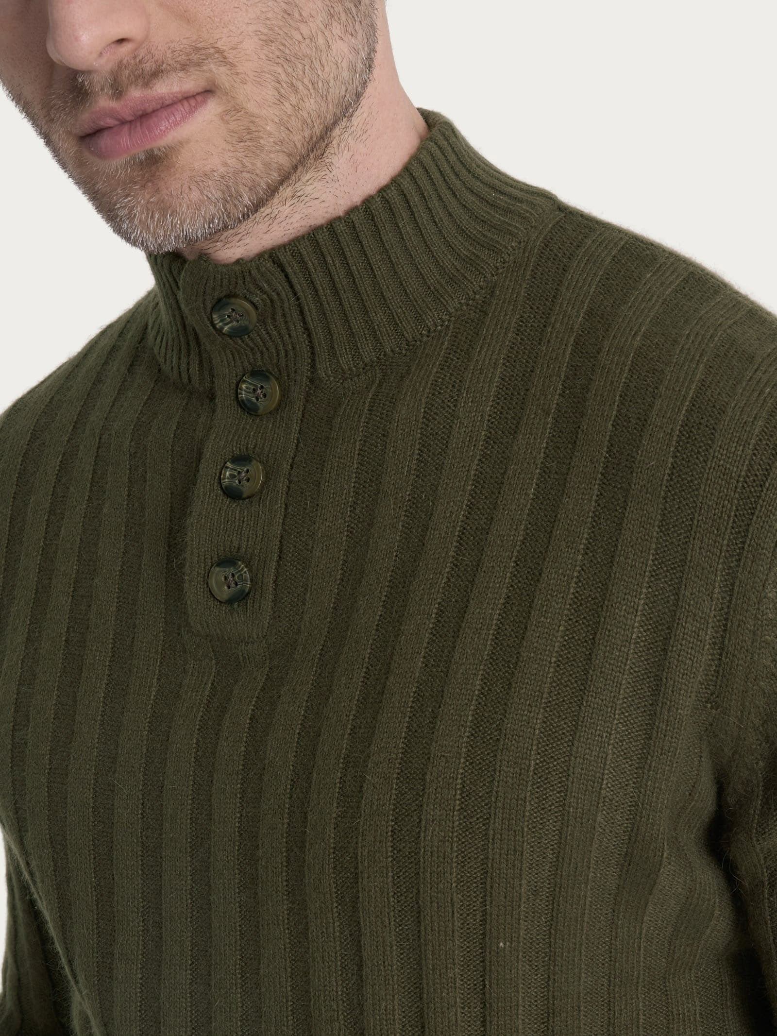 Ragno Natural Soft lupetto costa piatta dark olive