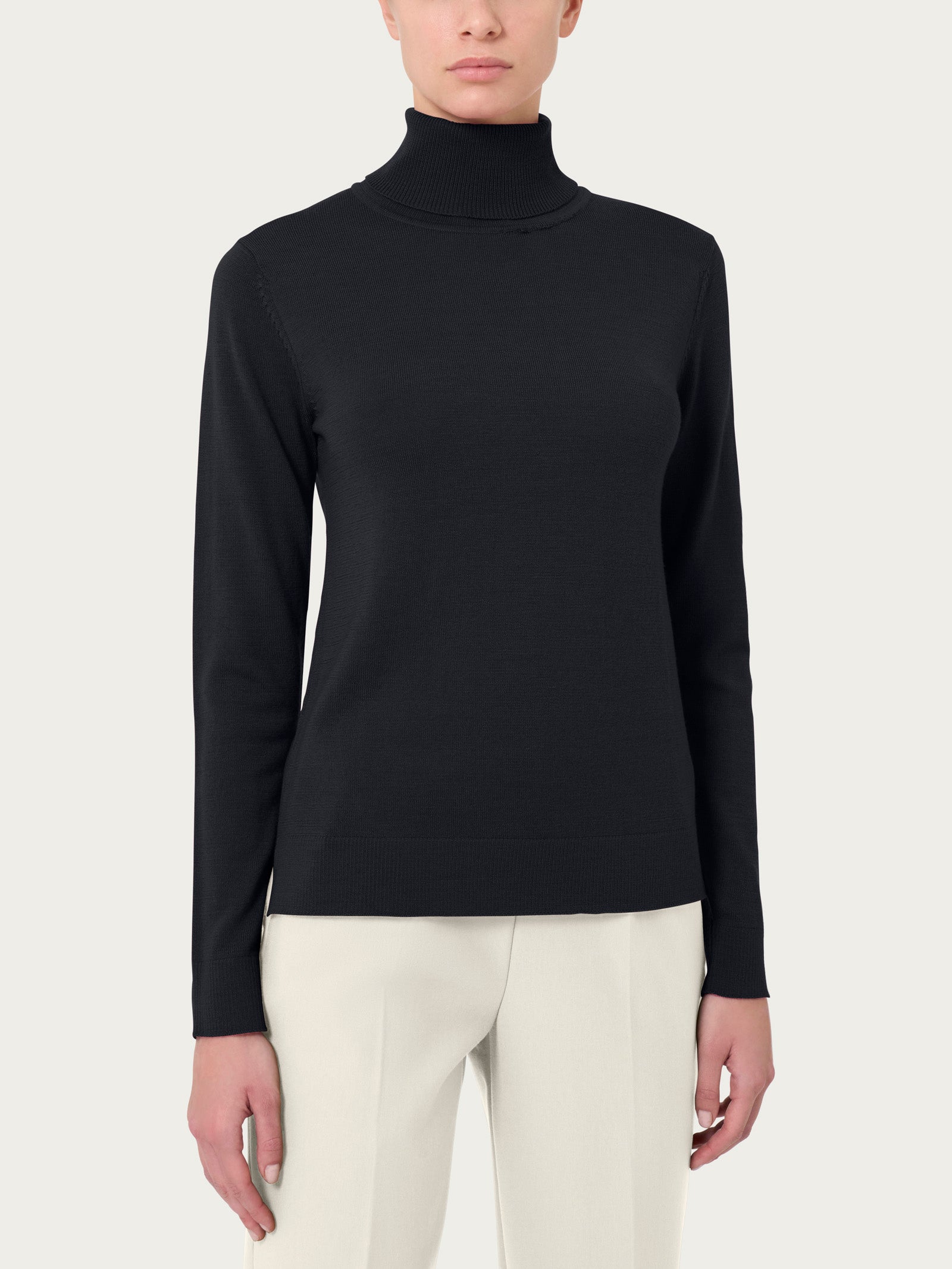 Ragno Merino Soft dolcevita lana collo roulè Nero