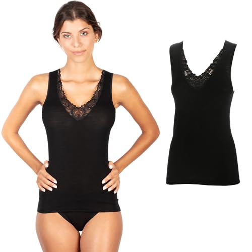 Lady C Egi canotta lana e seta nero XL