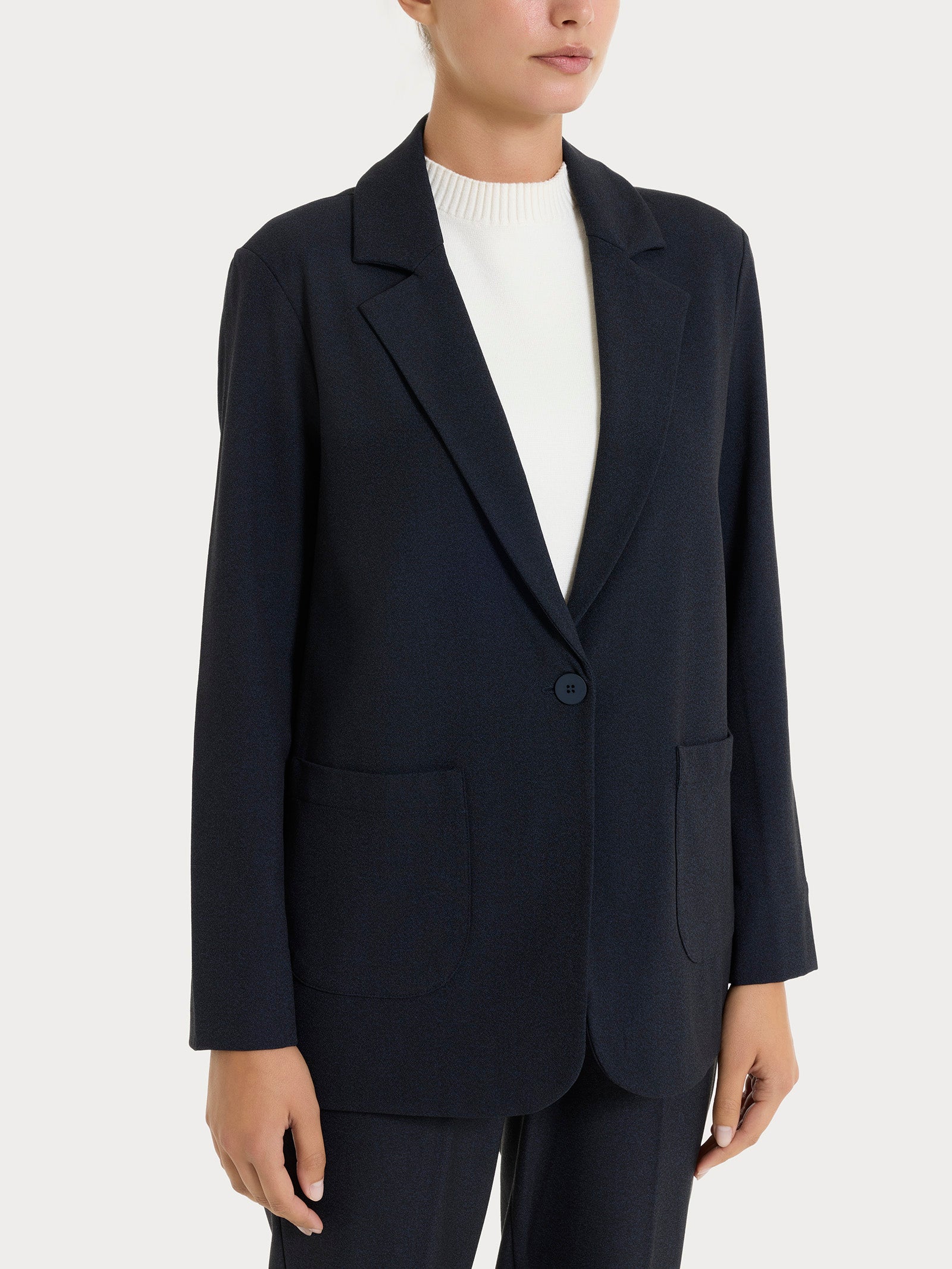 Ragno Compact blazer over Flannel Twill bleu mel.