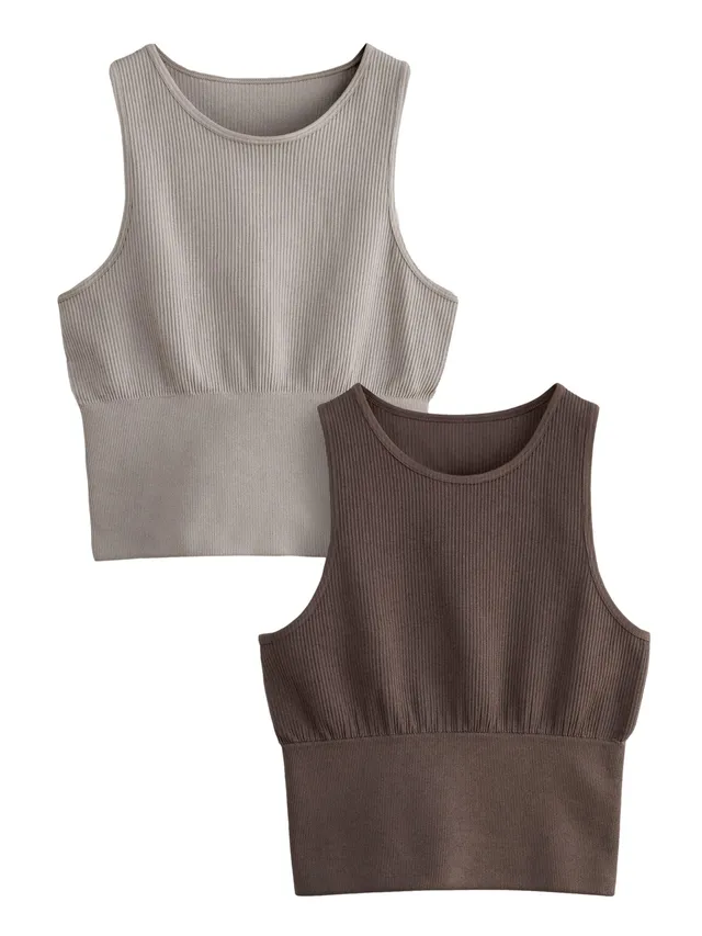 Geo Next THE SET Canotta Coste Senza Cuciture 2 Pezzi XS Marrone