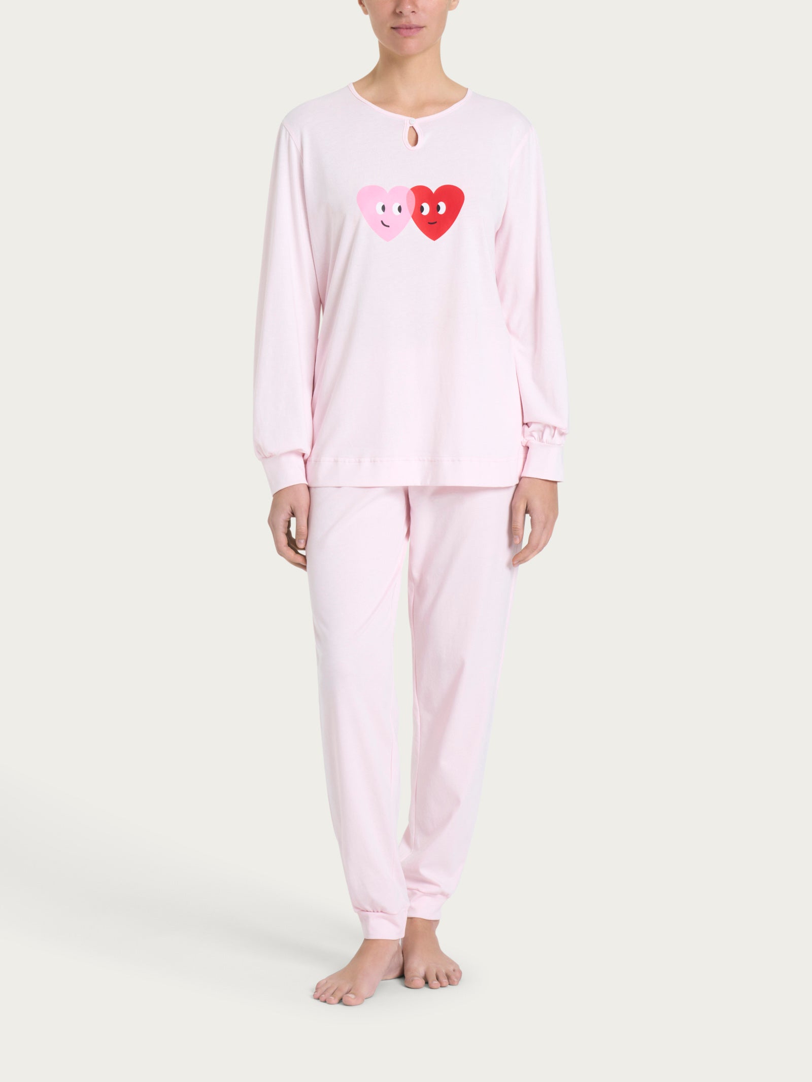 Ragno Jersey Cotone pigiama scollo goccia Pink a boo lungo