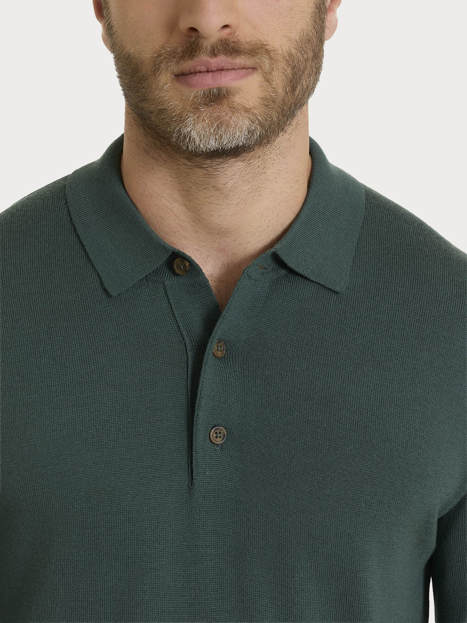 Ragno Merino Soft polo uomo Dark Forest in lana
