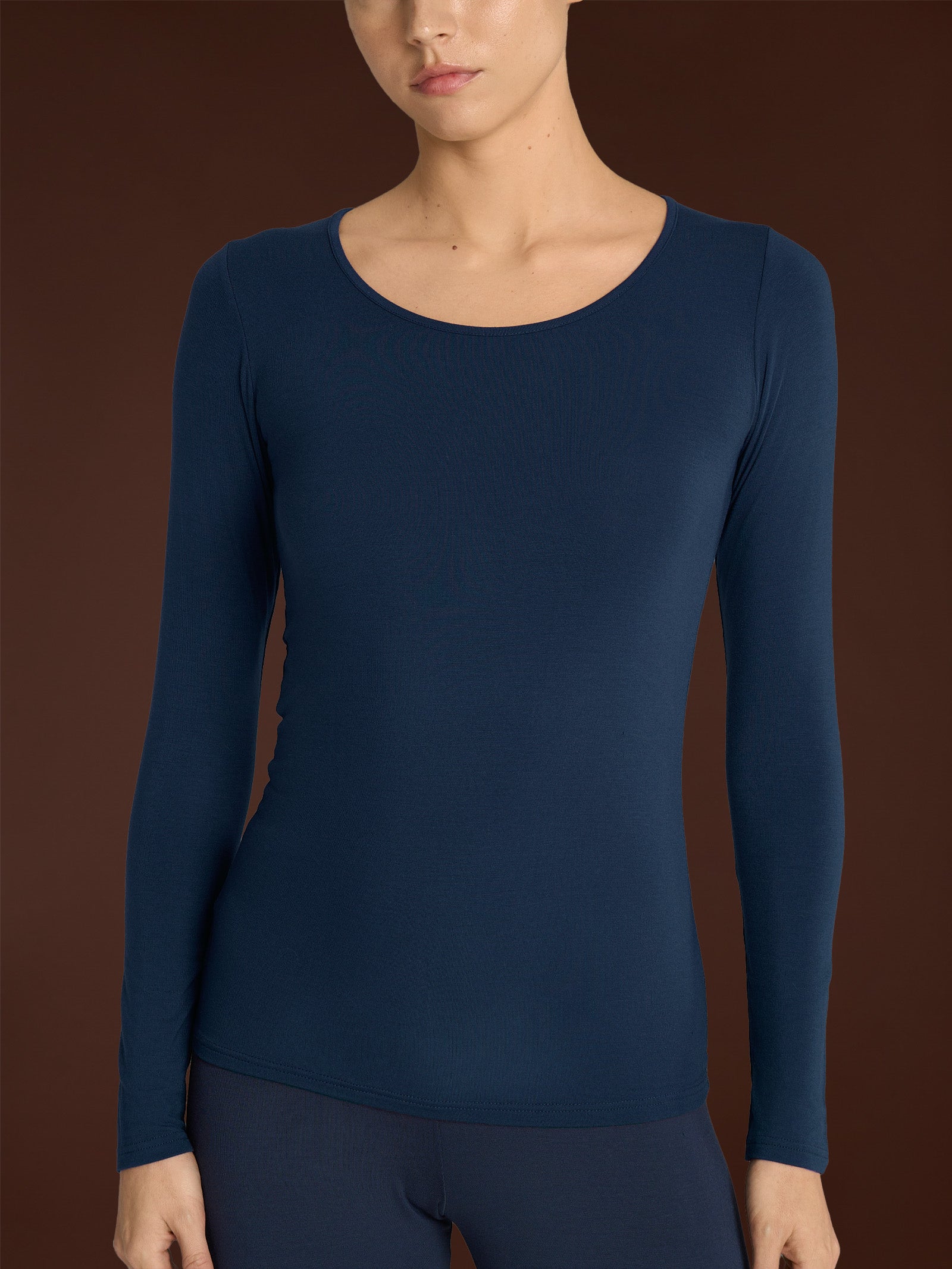 Ragno Viscosa Summer maglia girocollo Bleu manica lunga