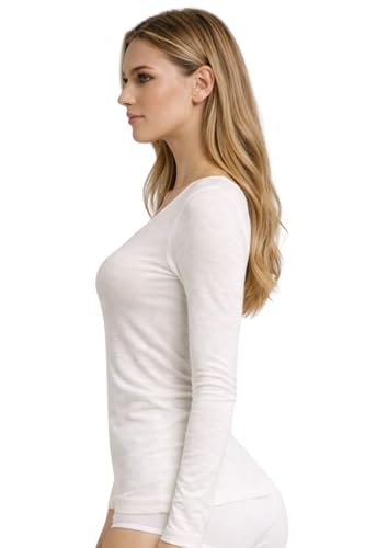 Lady C Maglia Manica Lunga Misto Lana Intimo Donna S Bianco Lana