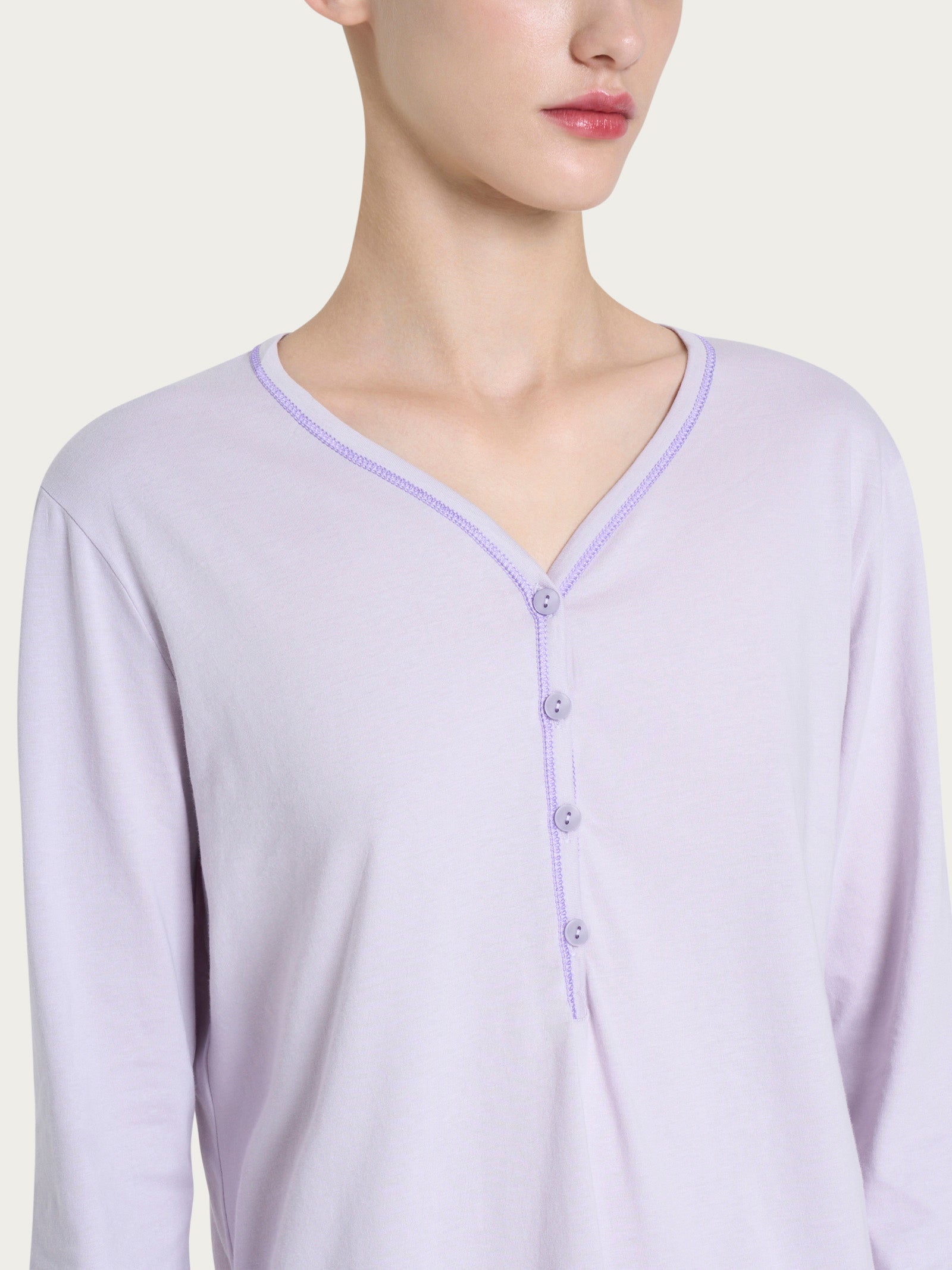 Ragno Jersey Cotone Pigiama Lungo Serafino Thistle