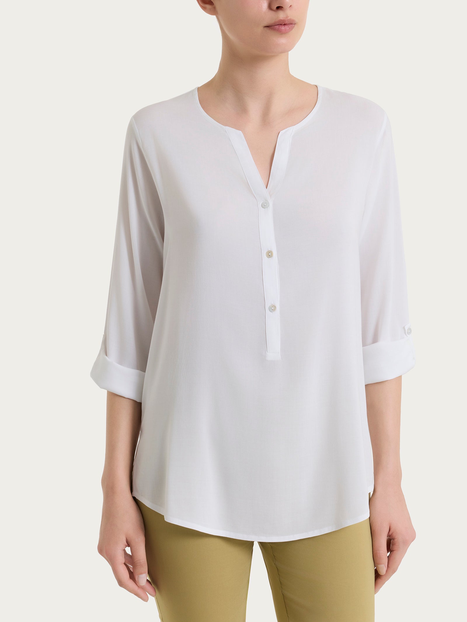 Ragno Viscosa Summer Blusa Serafino Donna Bianco