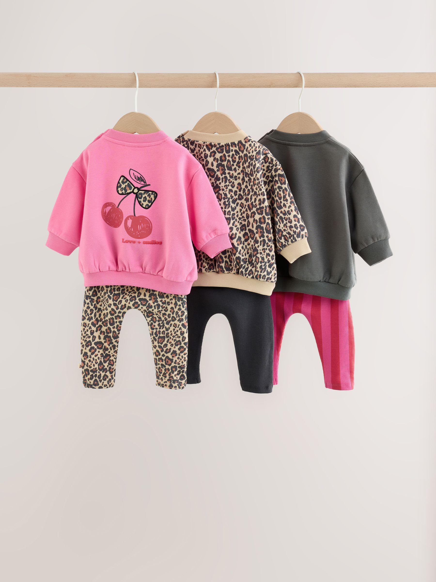 Next completo neonata felpato con leggings 80-86 da 6 pezzi