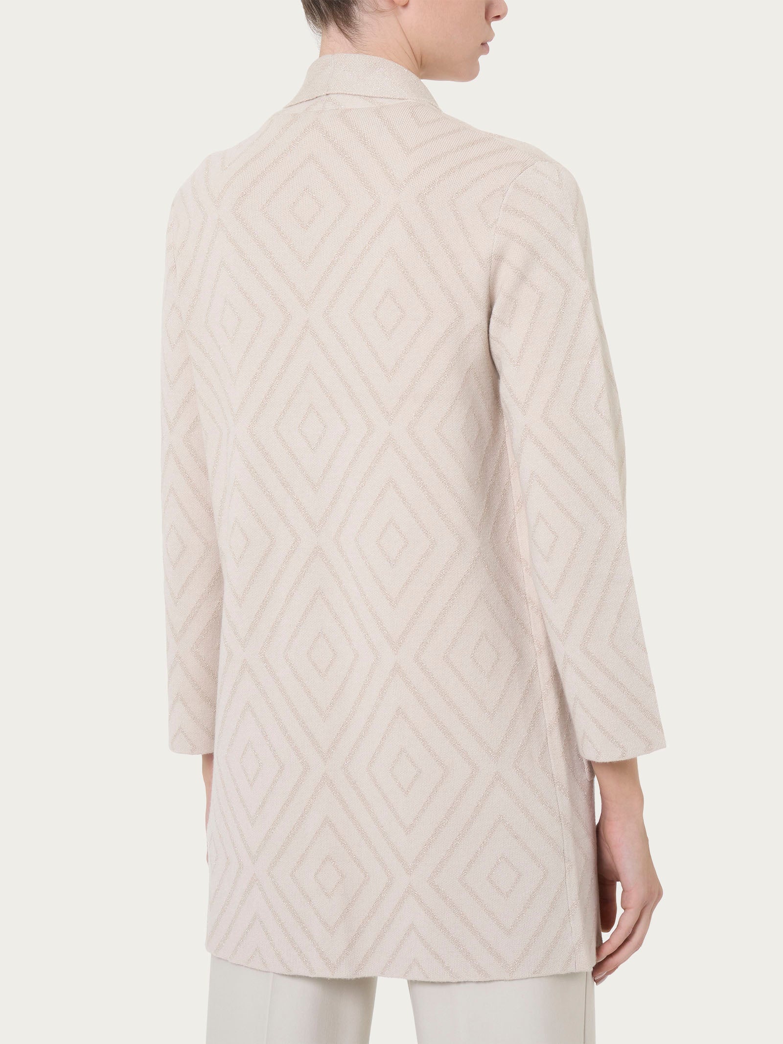 Ragno Four Seasons Cardigan Lungo Aperto Champignon Rombi