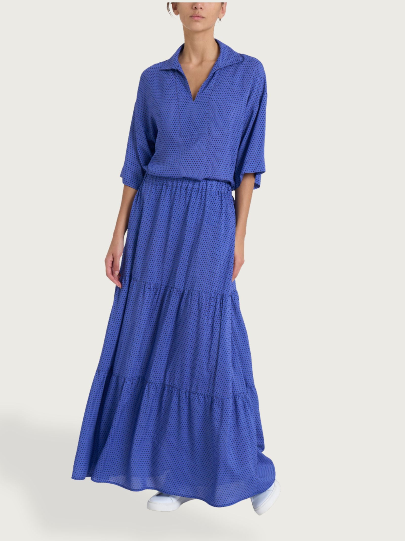 Ragno EcoSeta gonna lunga esagoni dazzling blue viscosa