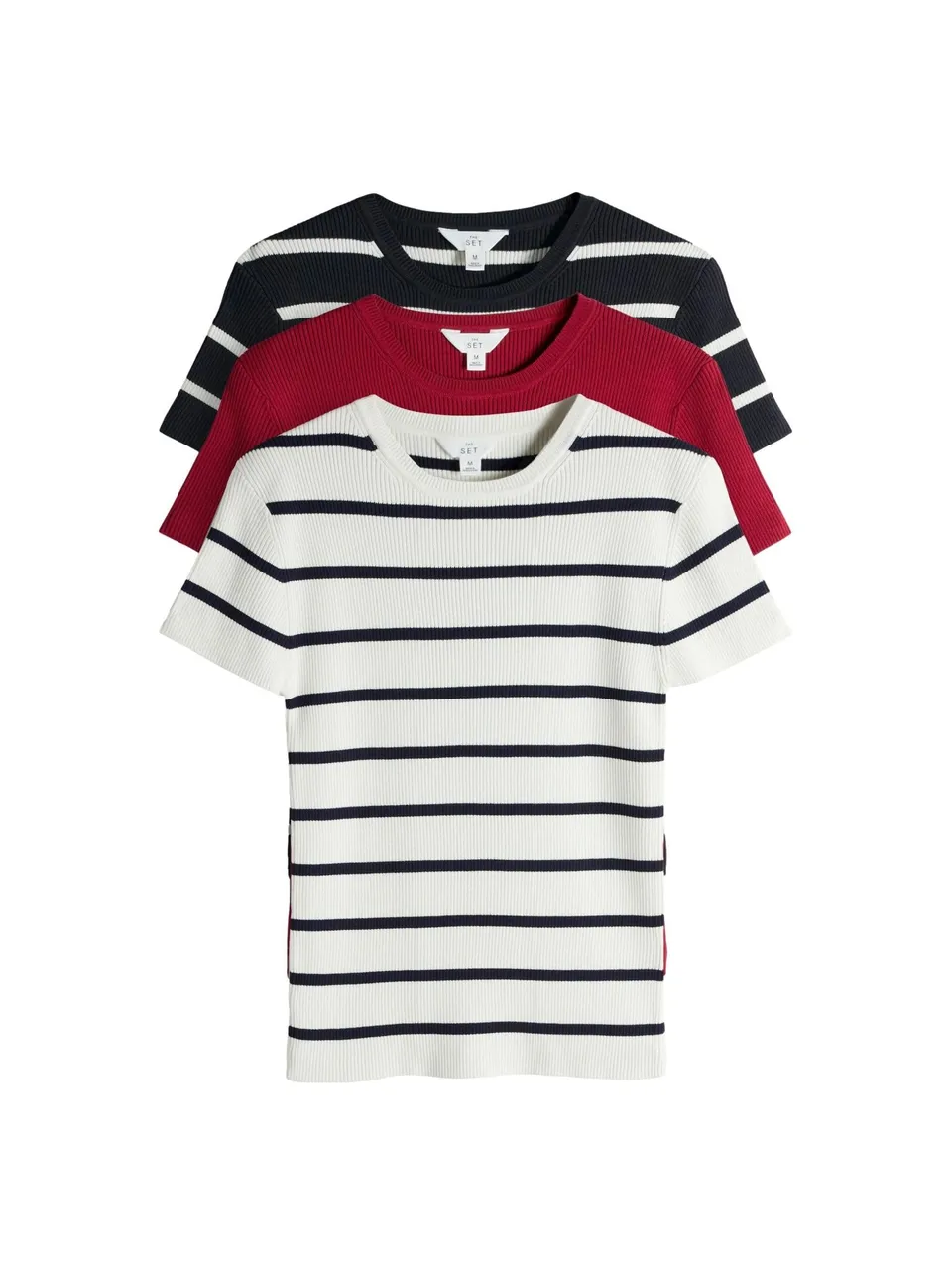 Geo Next The Set T-Shirt Donna Confezione da 3 Maglia a Coste