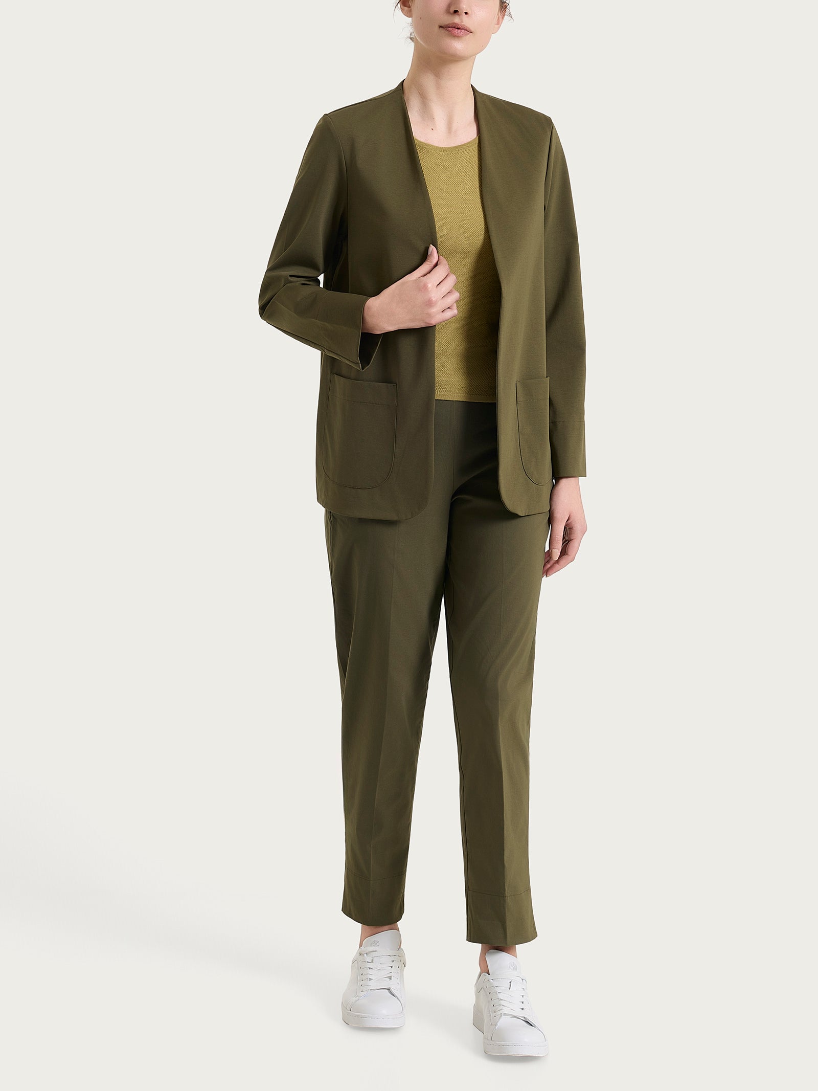 Ragno Compact Light Blazer Senza Revers Dark Olive Misto Cotone