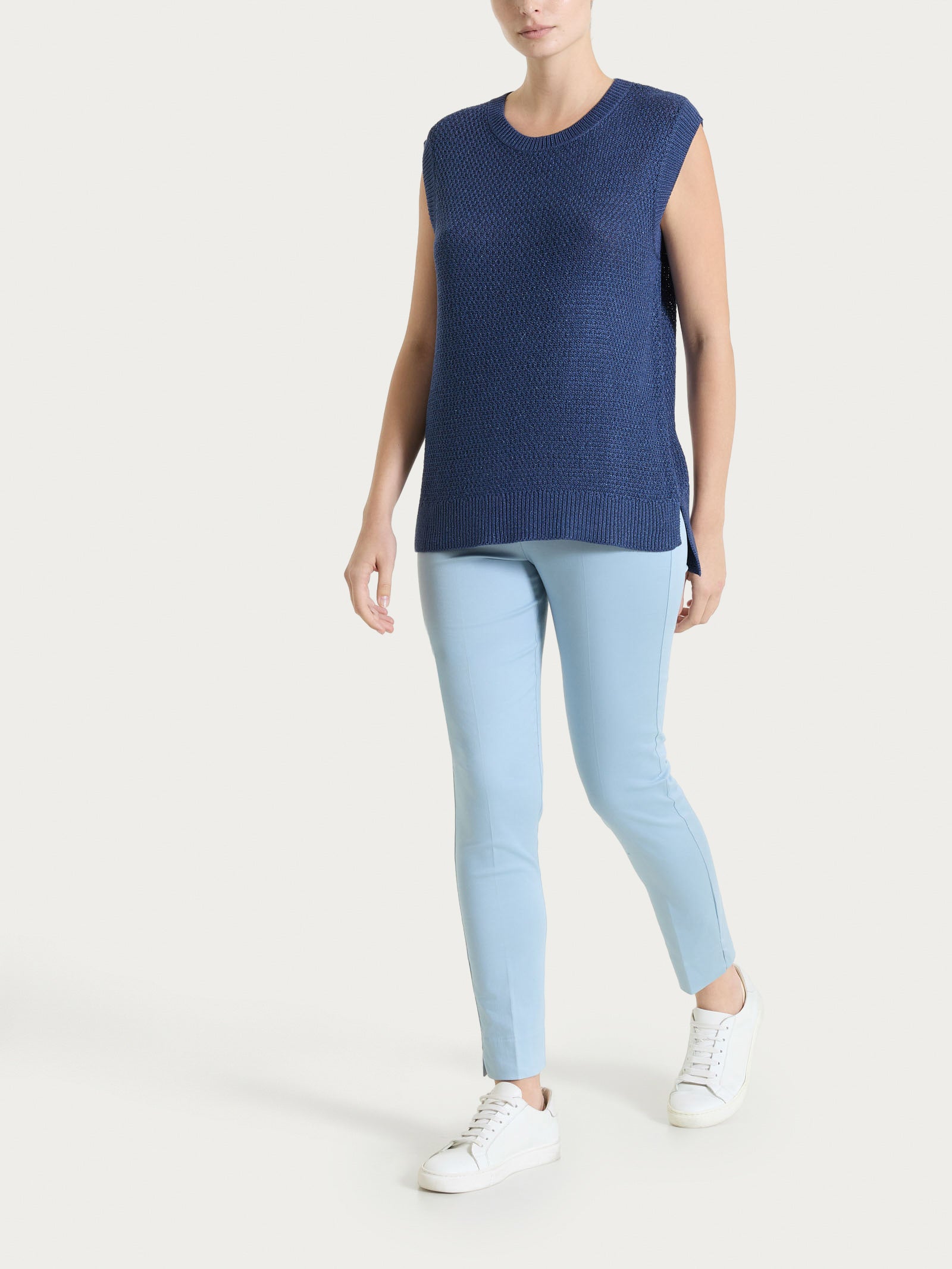 Ragno Smanicato Lurex Rice Stitch Gilet Oceana