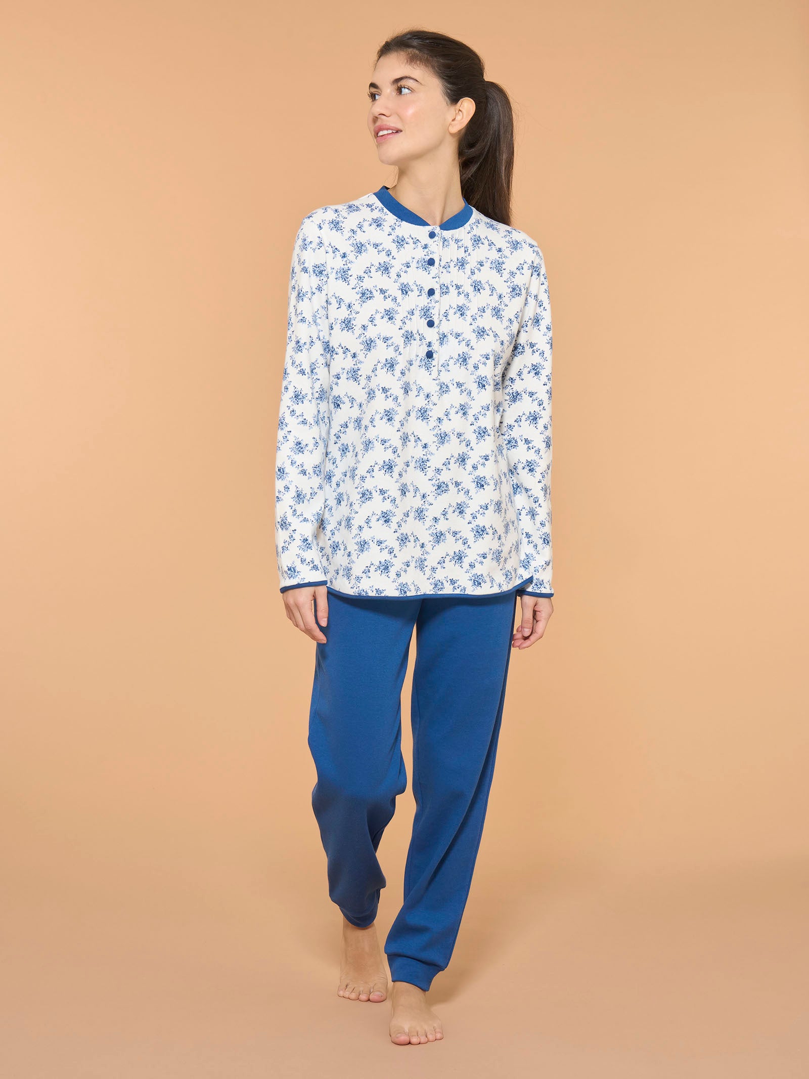 Ragno Jersey Cotone Pigiama Lungo Serafino Set Sail Cotone