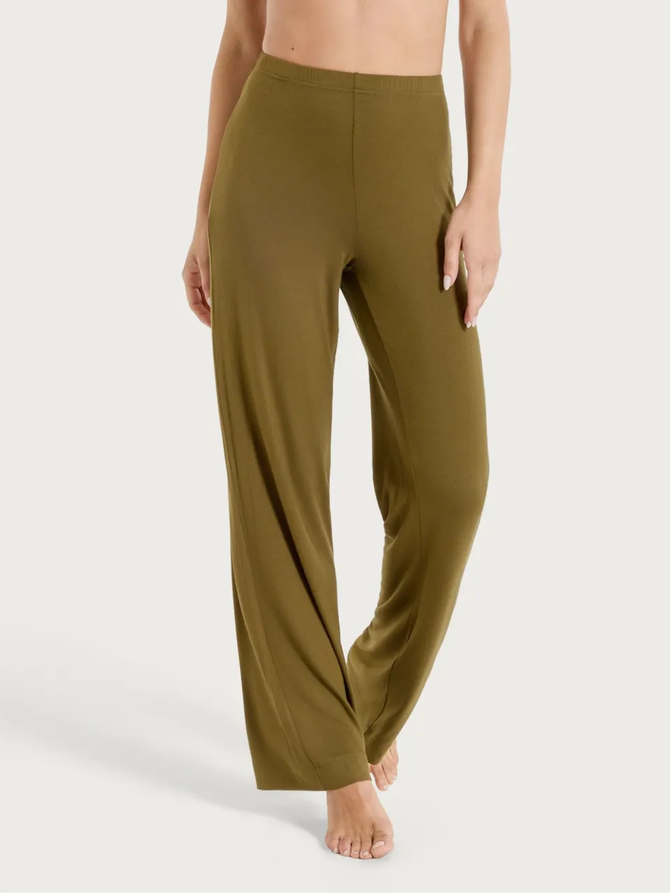 Ragno Beachwear Pantalone ampio viscosa jersey Dark Olive