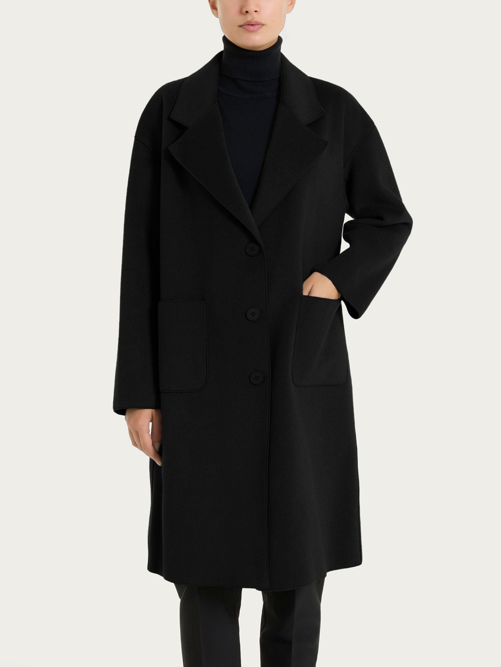 Ragno Vegan Wool cappotto con bottoni Nero