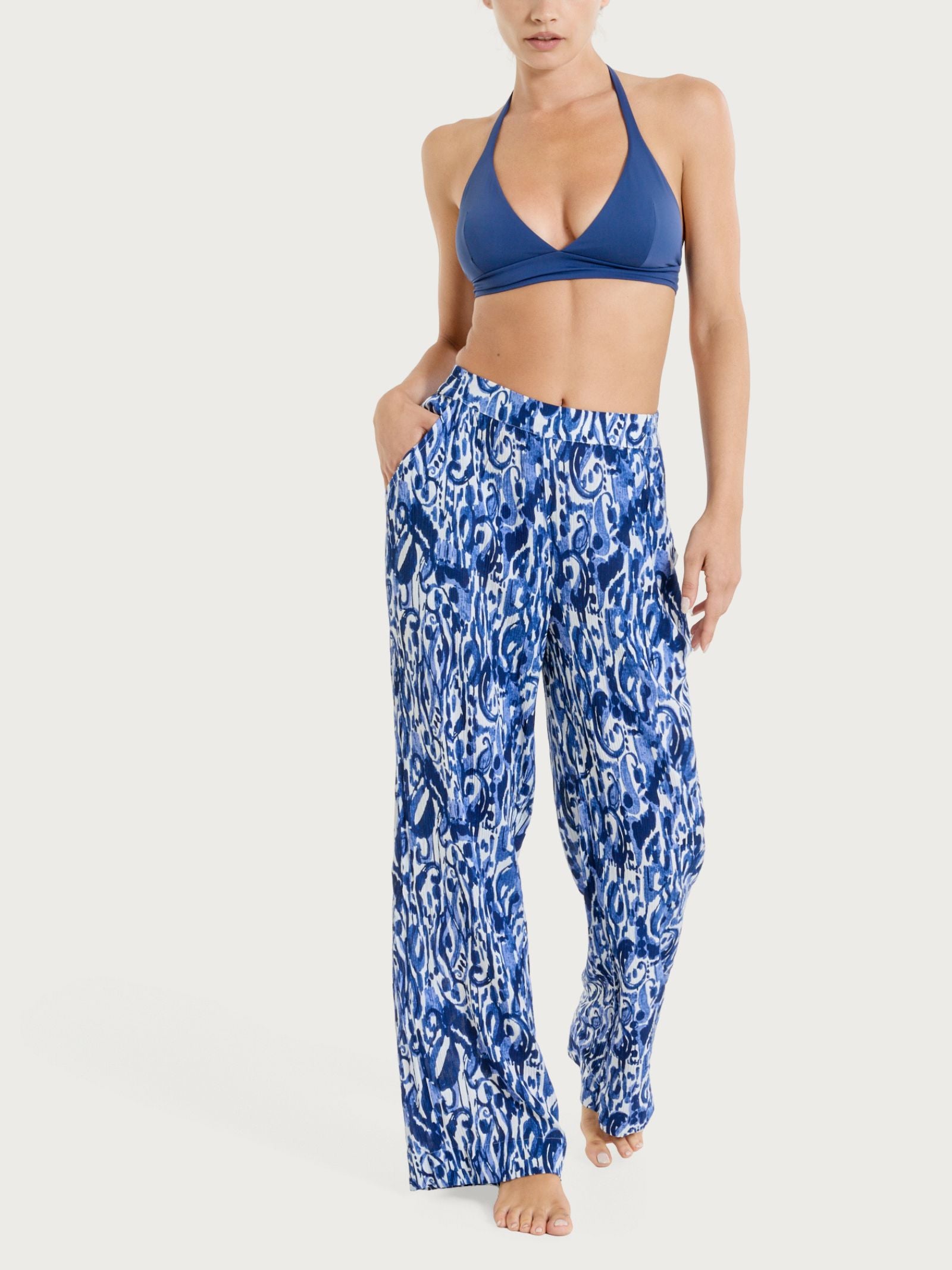 Ragno Crêpe pantalone ampio Fant. Oceana viscosa beachwear