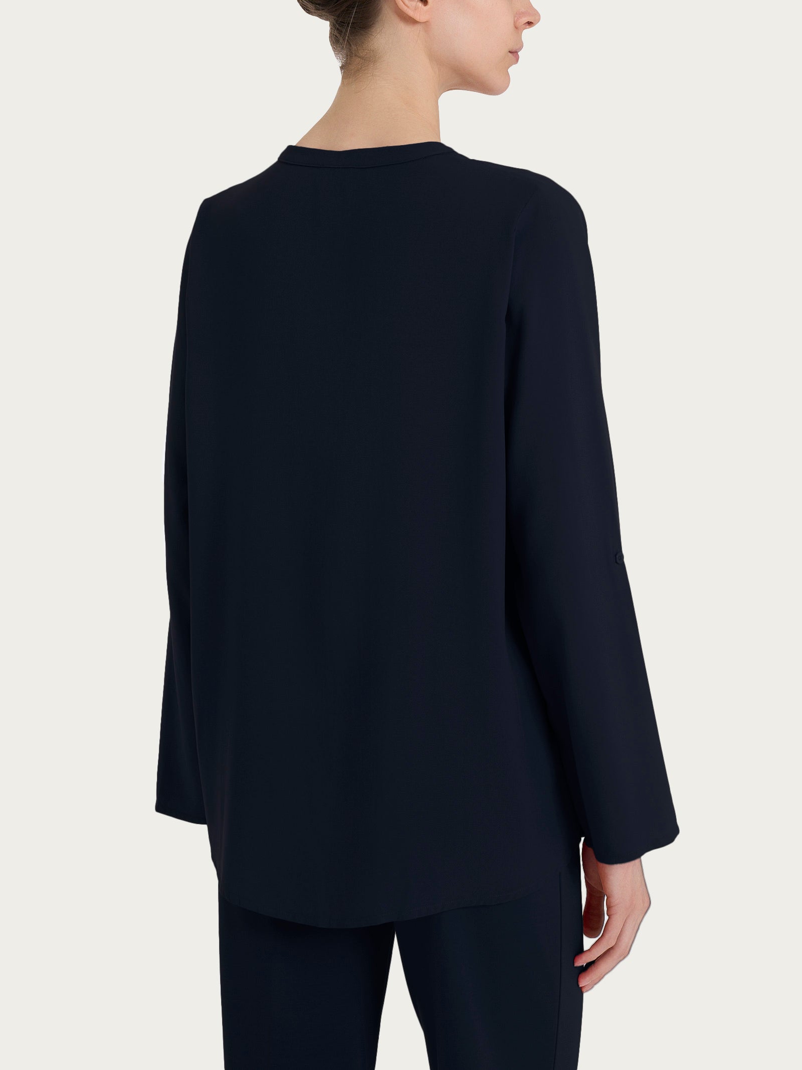 Ragno Camicia Coreana EcoSeta Viscosa Bleu