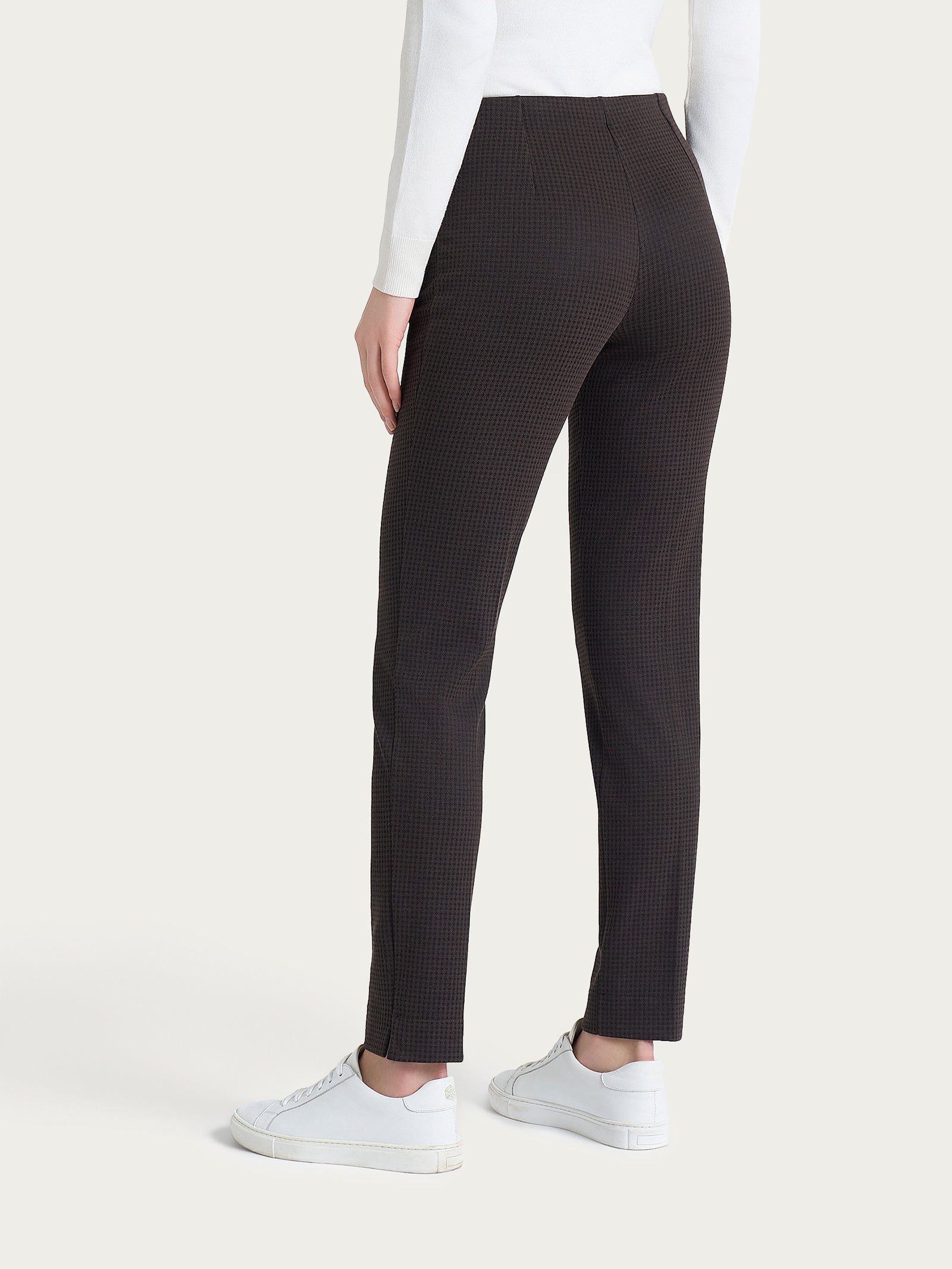 Ragno Compact Pantalone sigaretta chocolate torte micro check skinny