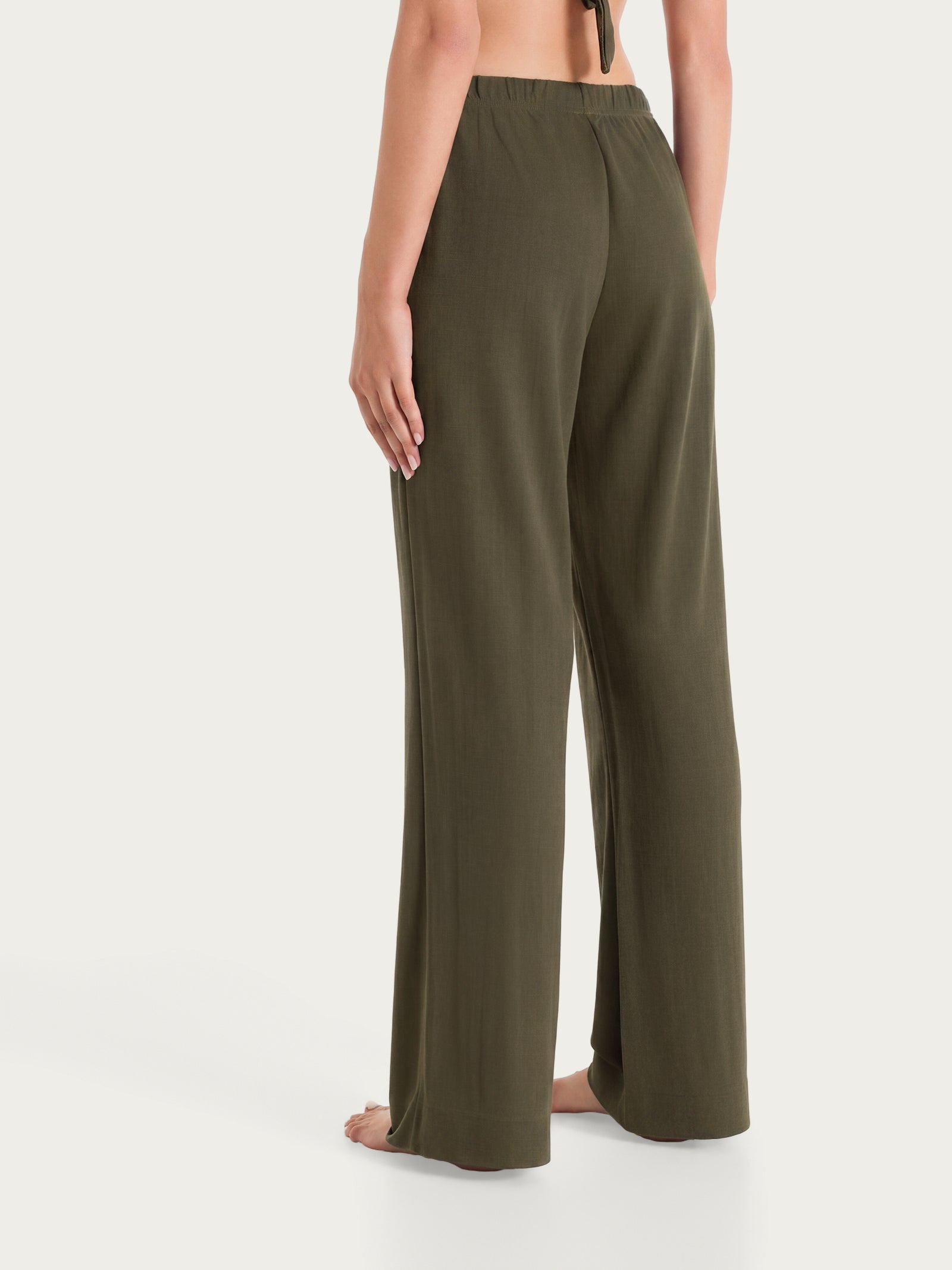 Ragno Compact Pantalone Ampio Summer Slub Verde Oliva