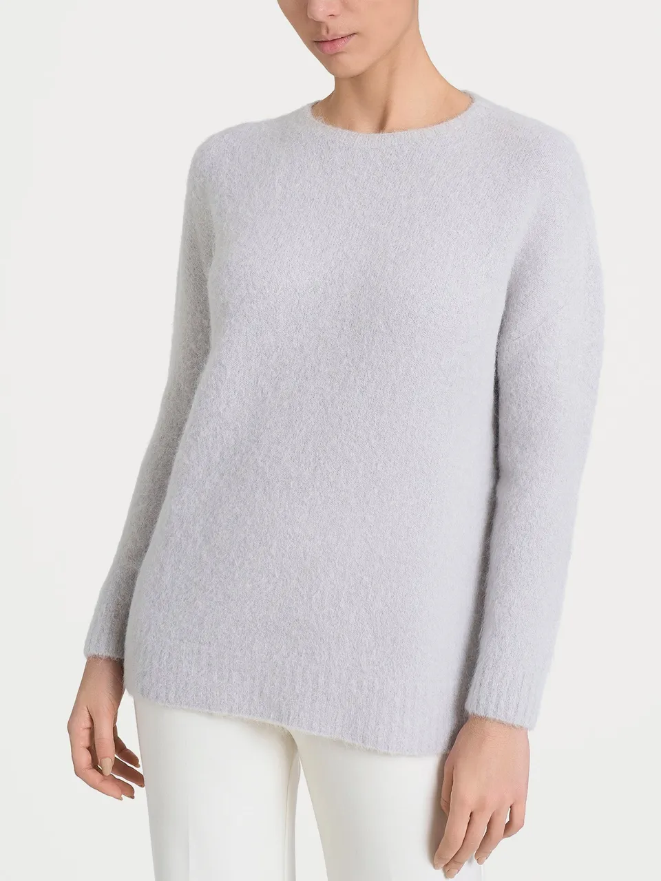 Ragno Misto Alpaca maglia girocollo grigio perla boxy
