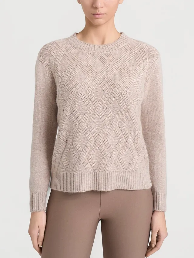 Ragno Natural Soft Maglia Girocollo Trecce Zenzero Melange