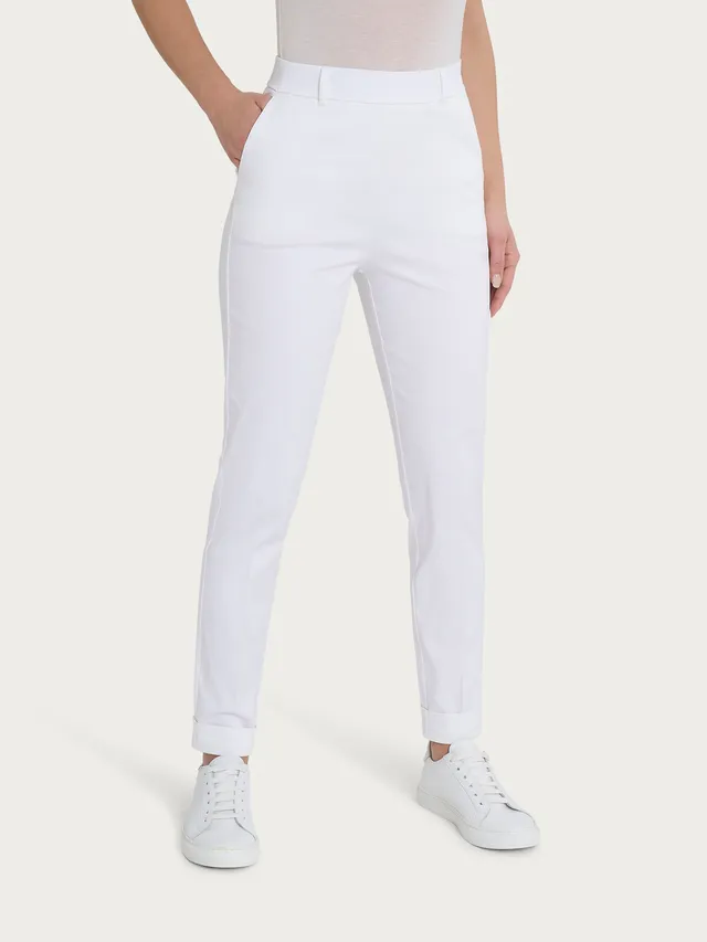 Ragno Satin Power pantalone chino slim bianco elasticizzato