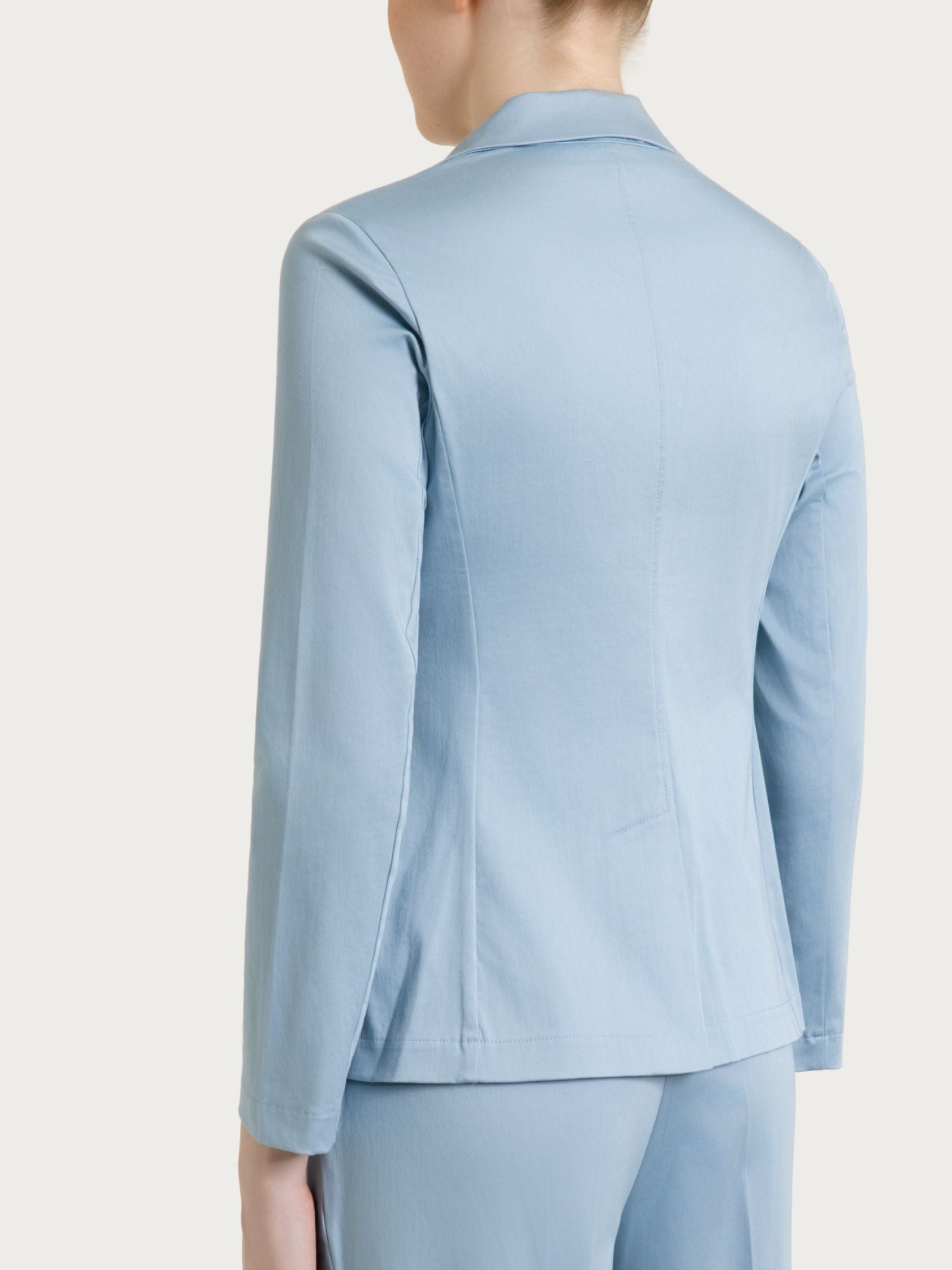 Ragno Satin Power Blazer Due Bottoni Dusty Blue Cotone