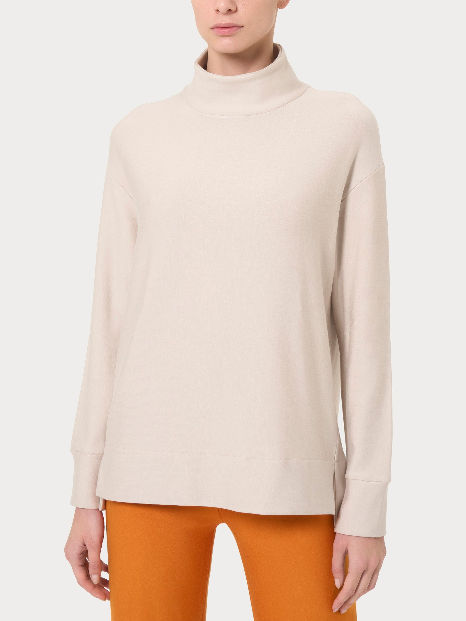 Ragno Relaxed Wardrobe Felpa Collo Alto Champignon viscosa