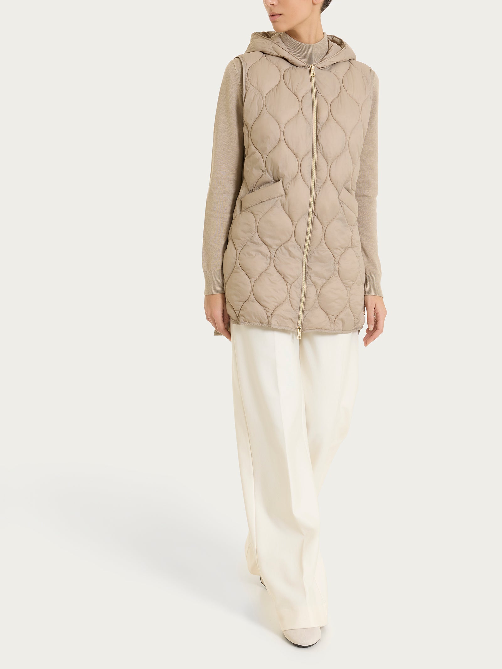 Ragno Onion Quilt piumino smanicato Glace con cappuccio