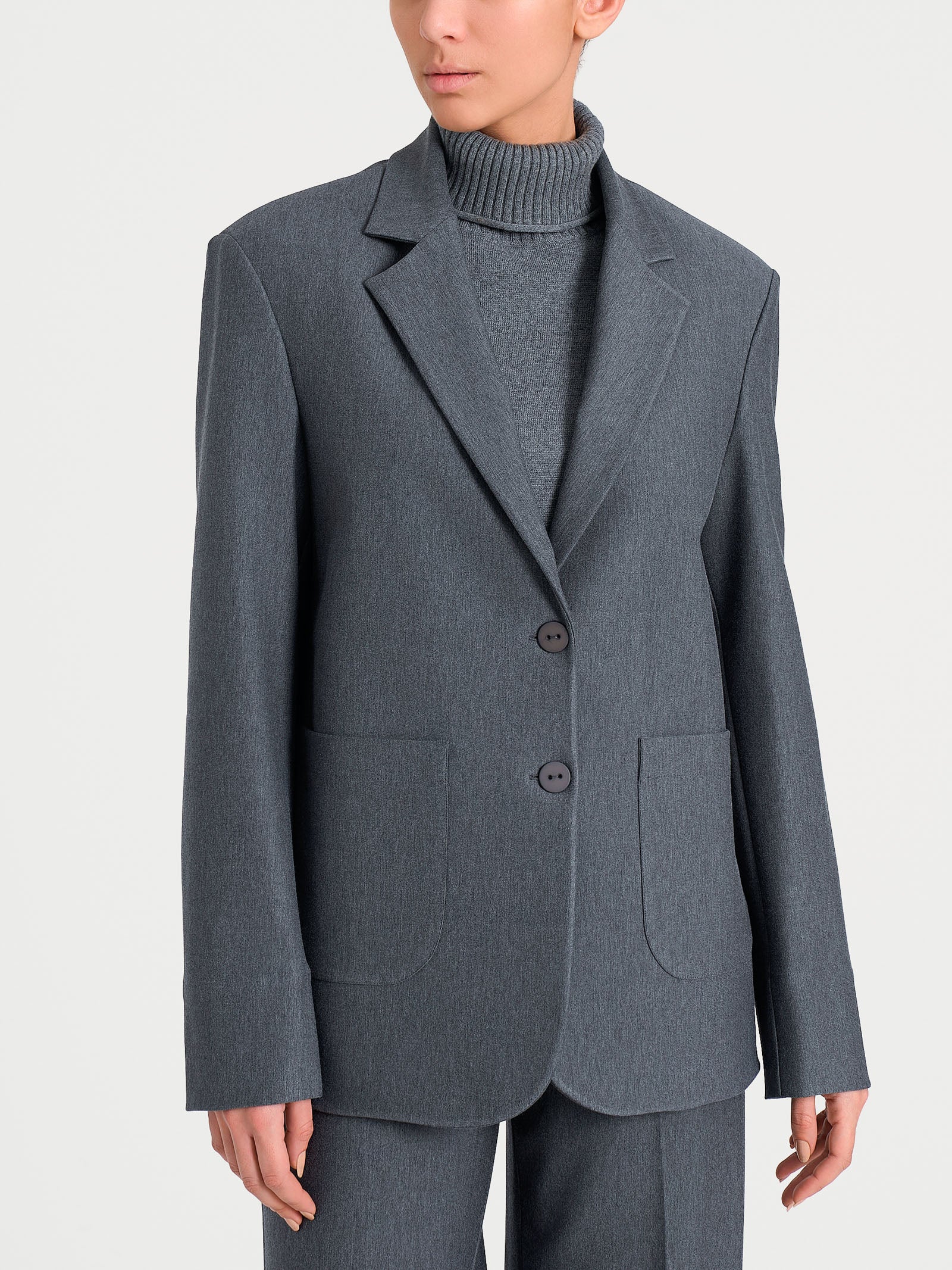 Ragno Compact Blazer Over Due Bottoni Donna Ardesia Elasticizzato