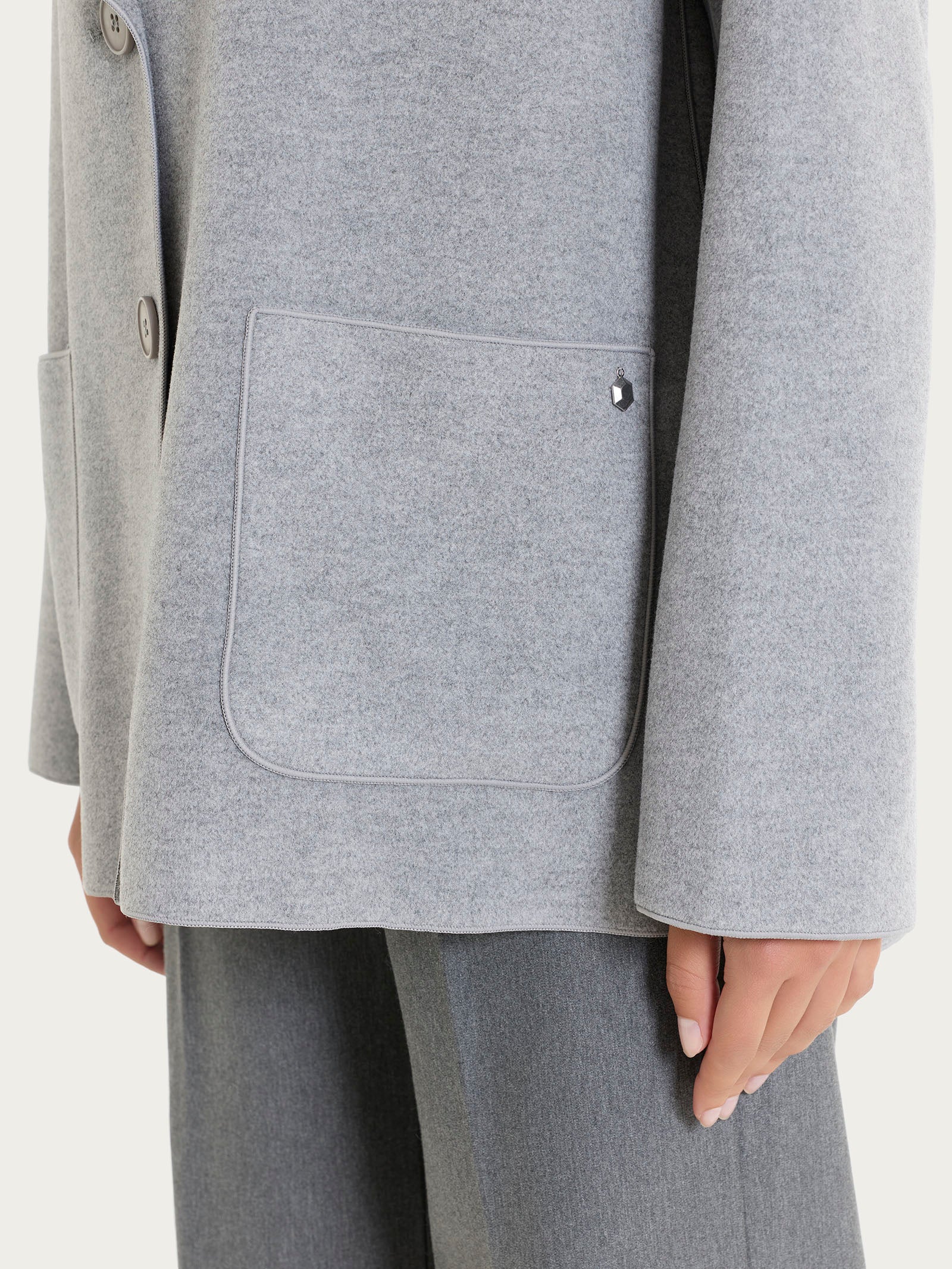 Ragno Vegan Wool Caban cappotto grigio melange